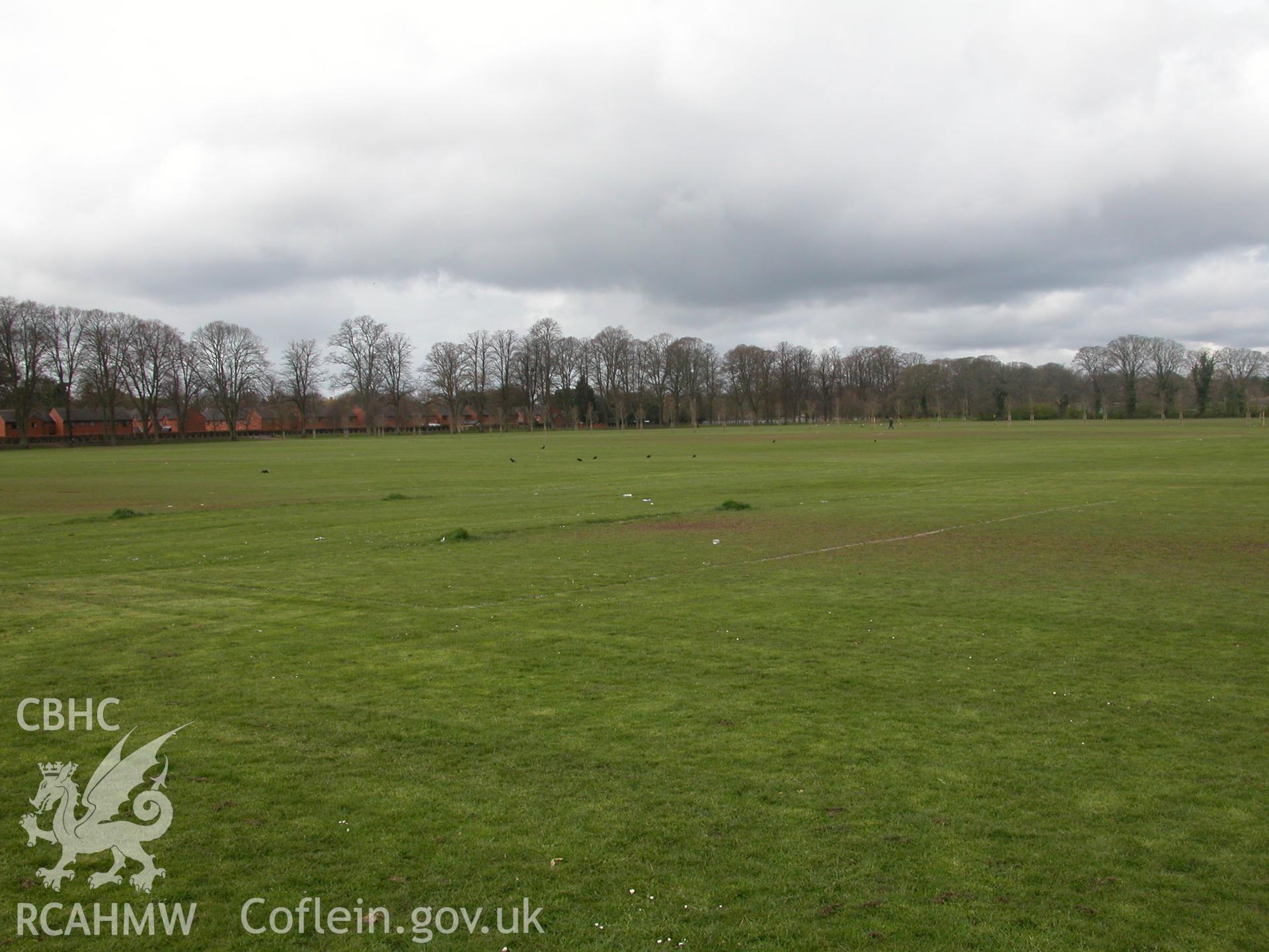 Digital photograph of part of the assessment area, taken from an archaeological impact assessment and field walkover of Pontcanna Fields in Cardiff.