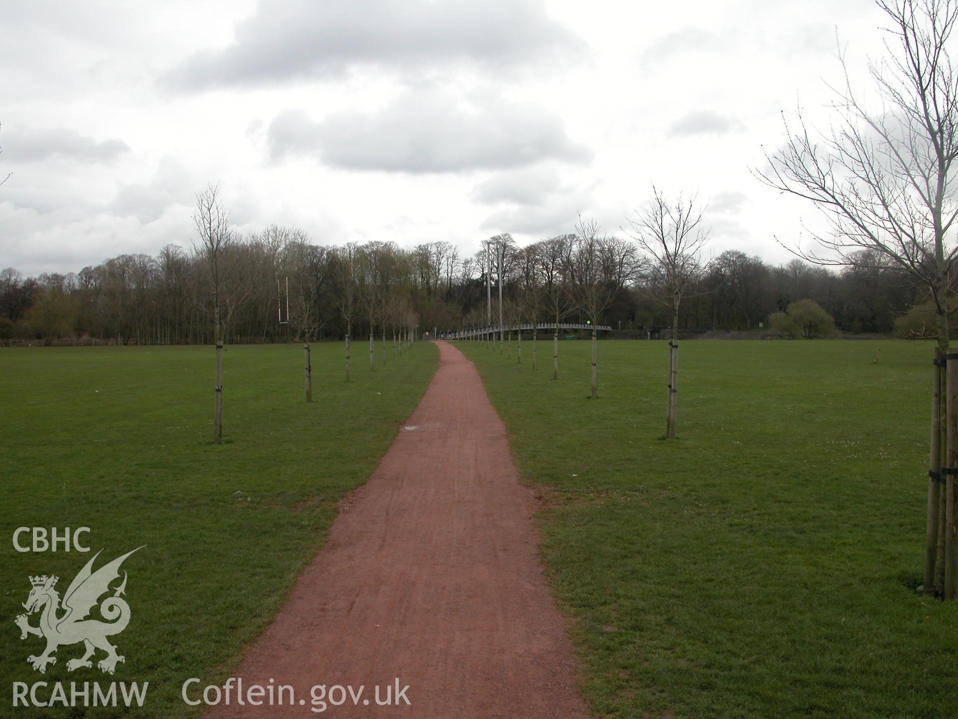 Digital photograph of part of the assessment area, taken from an archaeological impact assessment and field walkover of Pontcanna Fields in Cardiff.