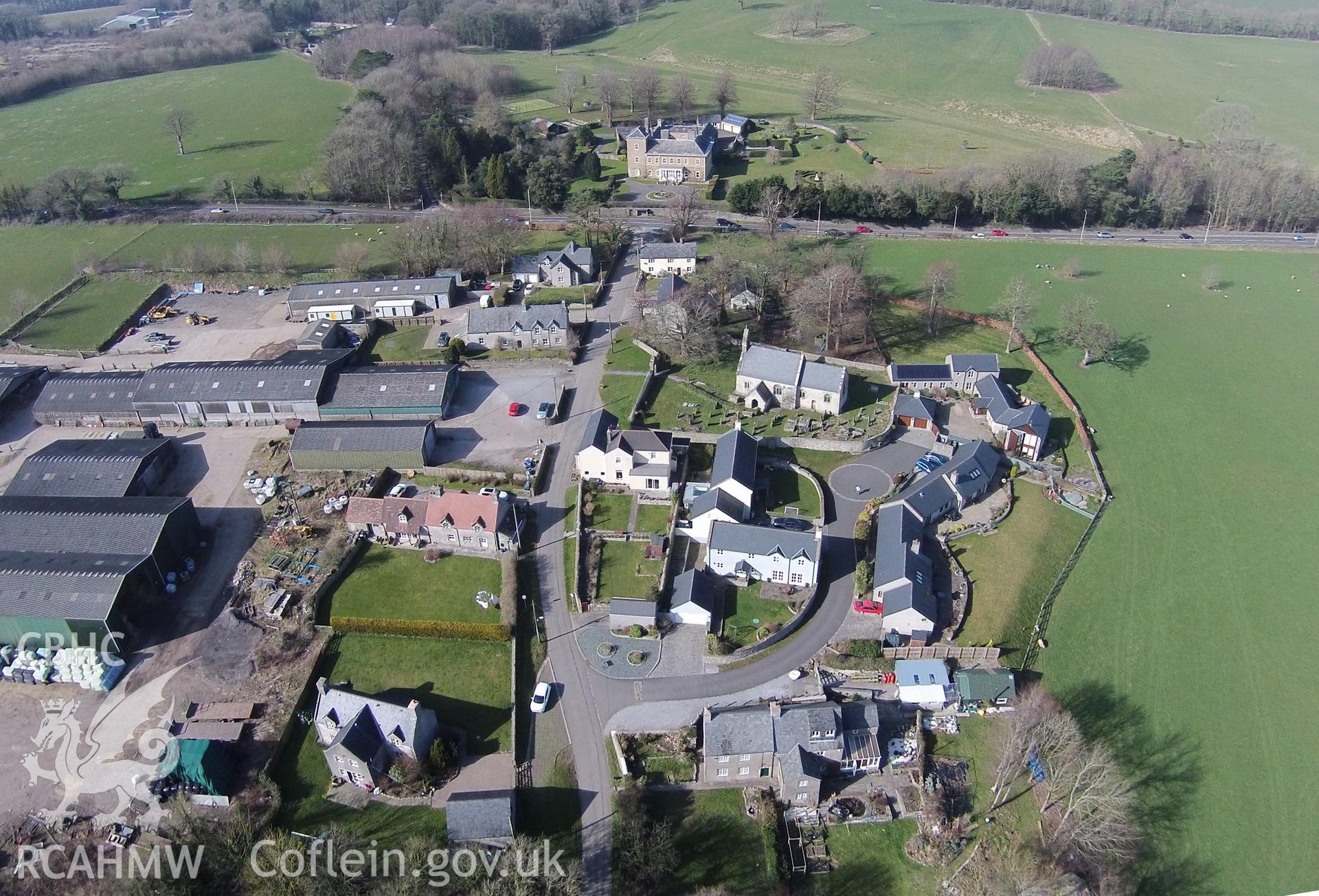 Aerial photograph showing Tythegston taken by Paul Davis, 7th March 2015.