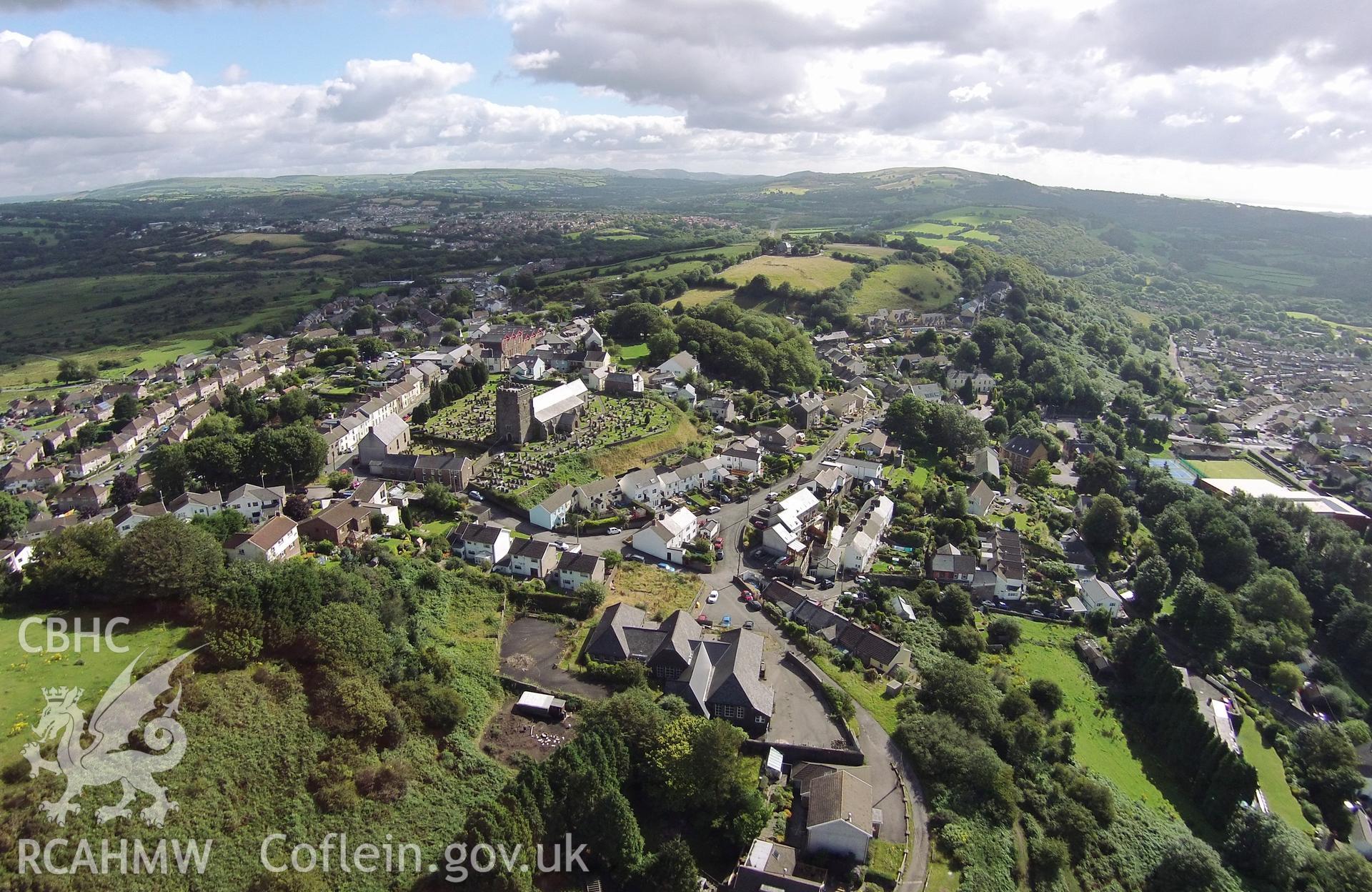 Aerial photograph showing Llantrisant taken by Paul Davis, 15th August 2015.