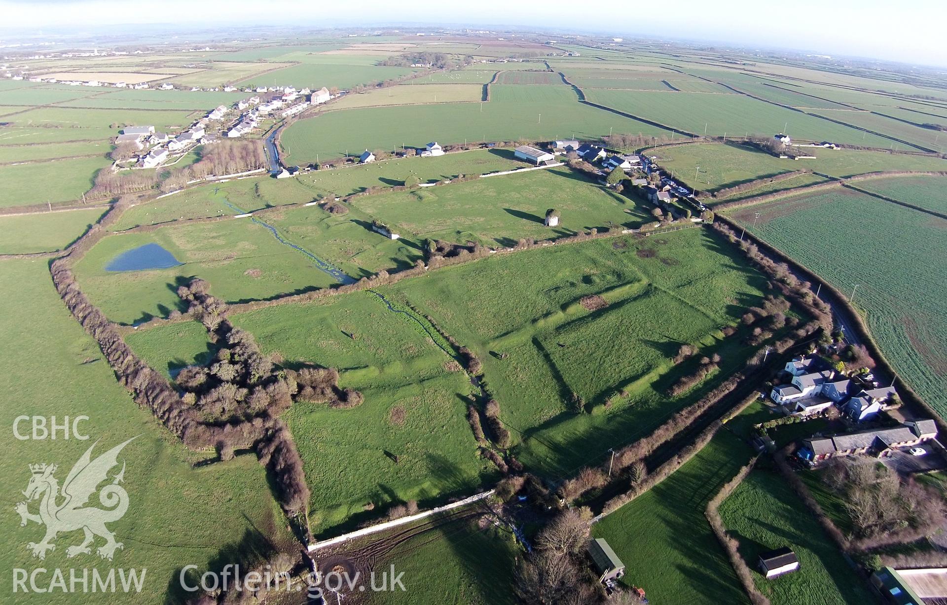 Digital aerial photograph showing Monknash grange.