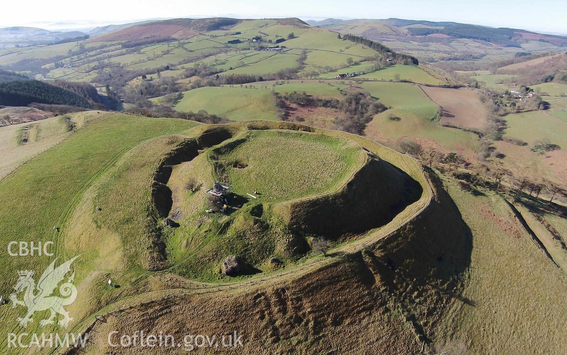 Digital aerial photograph showing Castell Tinboeth.