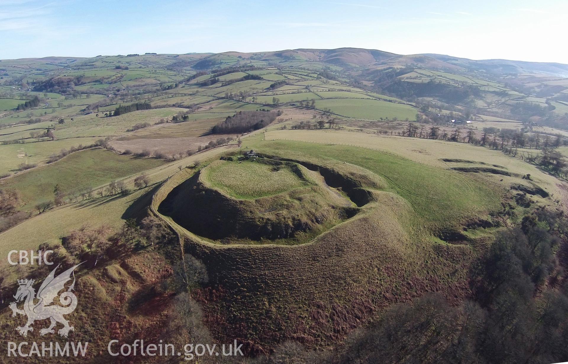 Digital aerial photograph showing Castell Tinboeth.