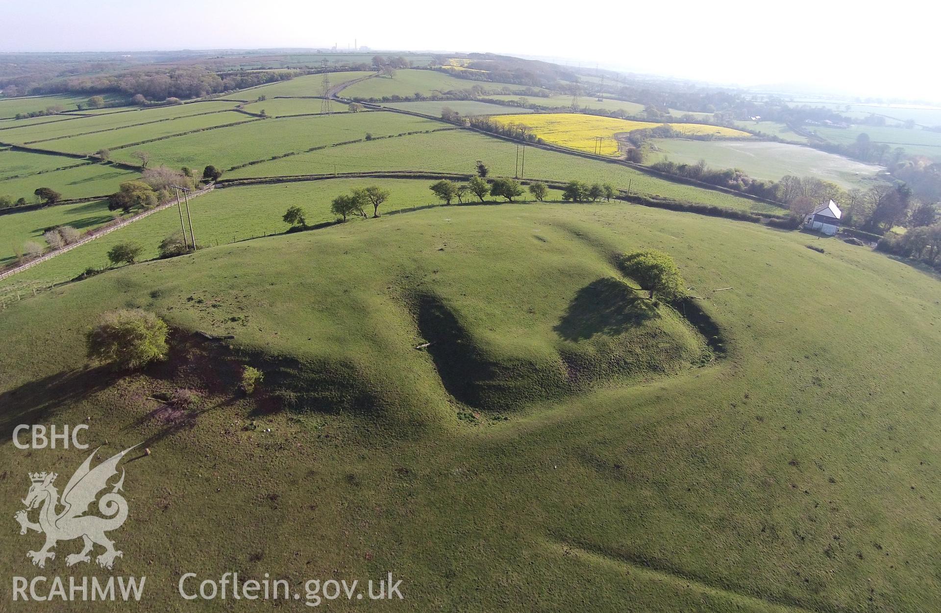 Digital aerial photograph showing Castell Moel.