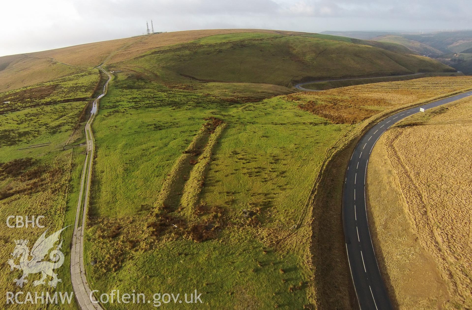 Digital aerial photograph showing Bwlch-yr-Afan dyke.