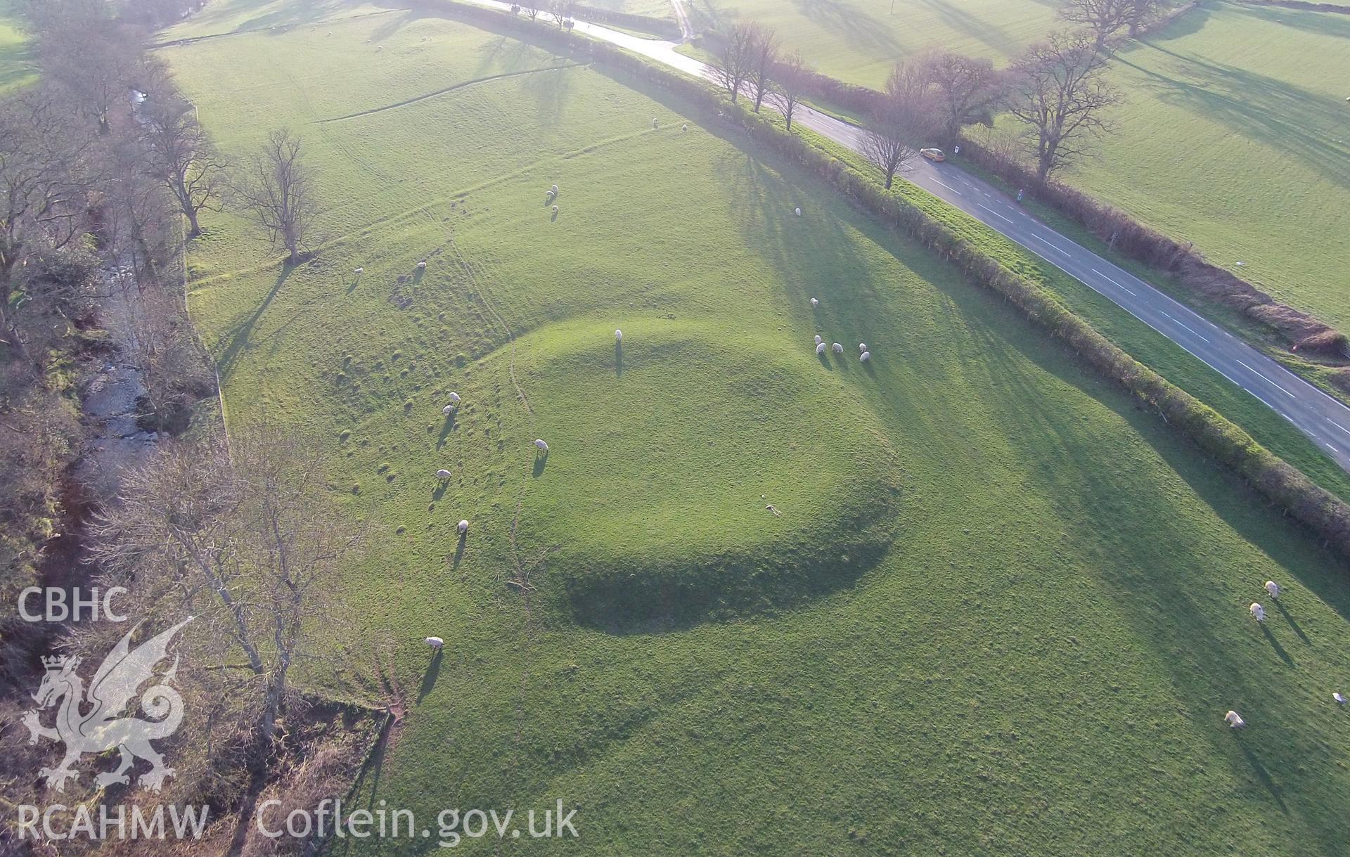 Digital aerial photograph showing Pont Estyll ringwork.