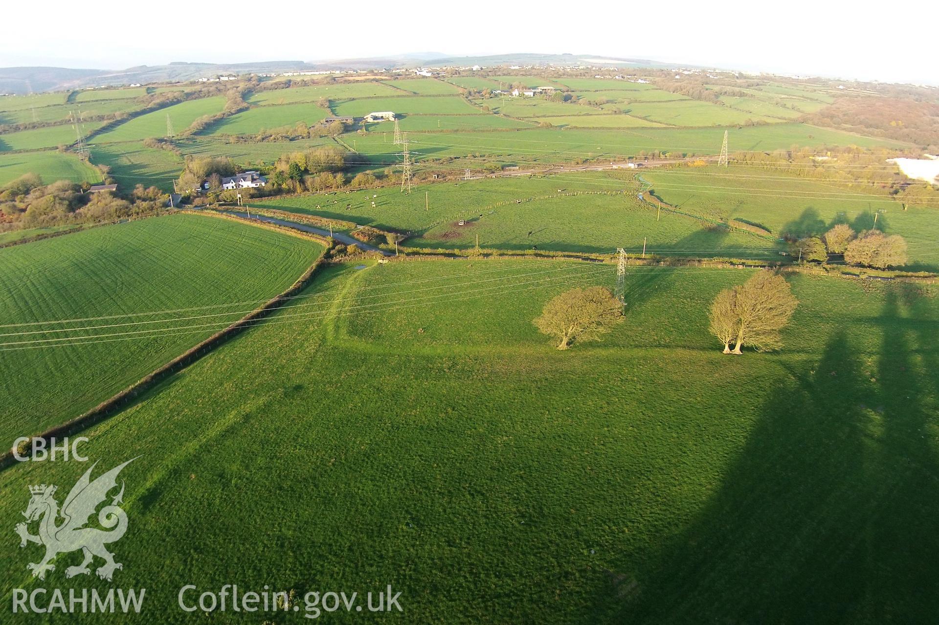 Aerial photograph showing Stormy Field, taken by Paul Davis, 31st October 2015.