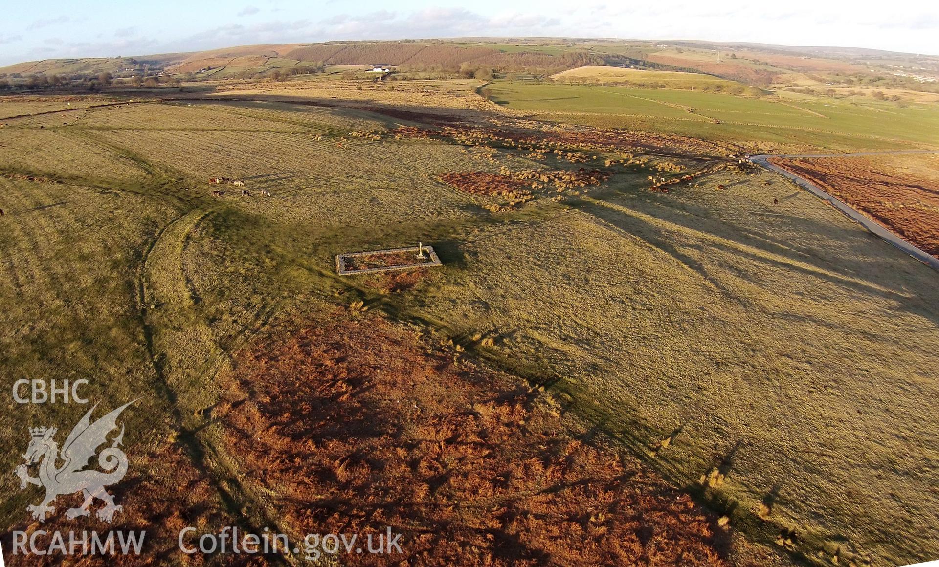 Digital aerial photograph showing Capel Gwladys remains.