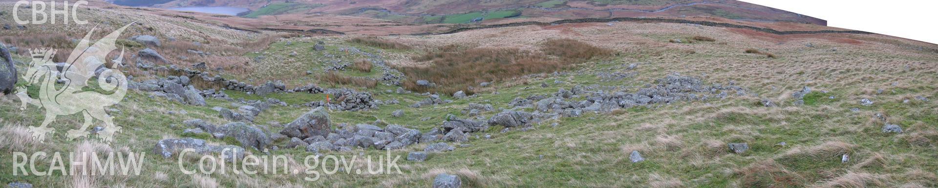 Photograph of Dyffryn Mymbyr Hut Circle Settlement II taken during Upland Survey by staff of EAS Contracts.