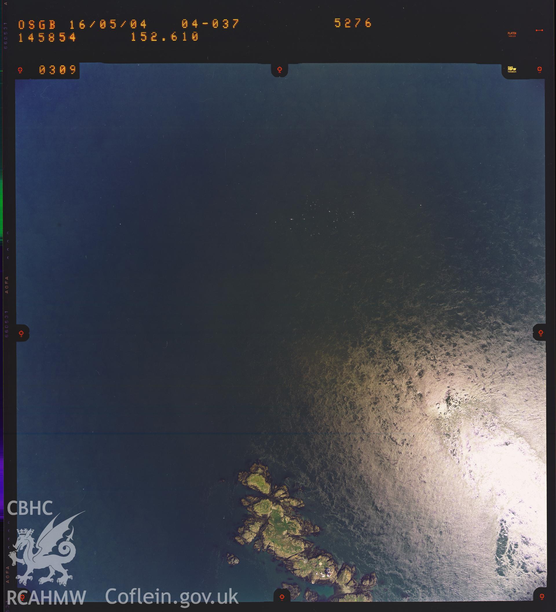 Digitized copy of a colour aerial photograph showing the Skerries, taken by Ordnance Survey, 2004.