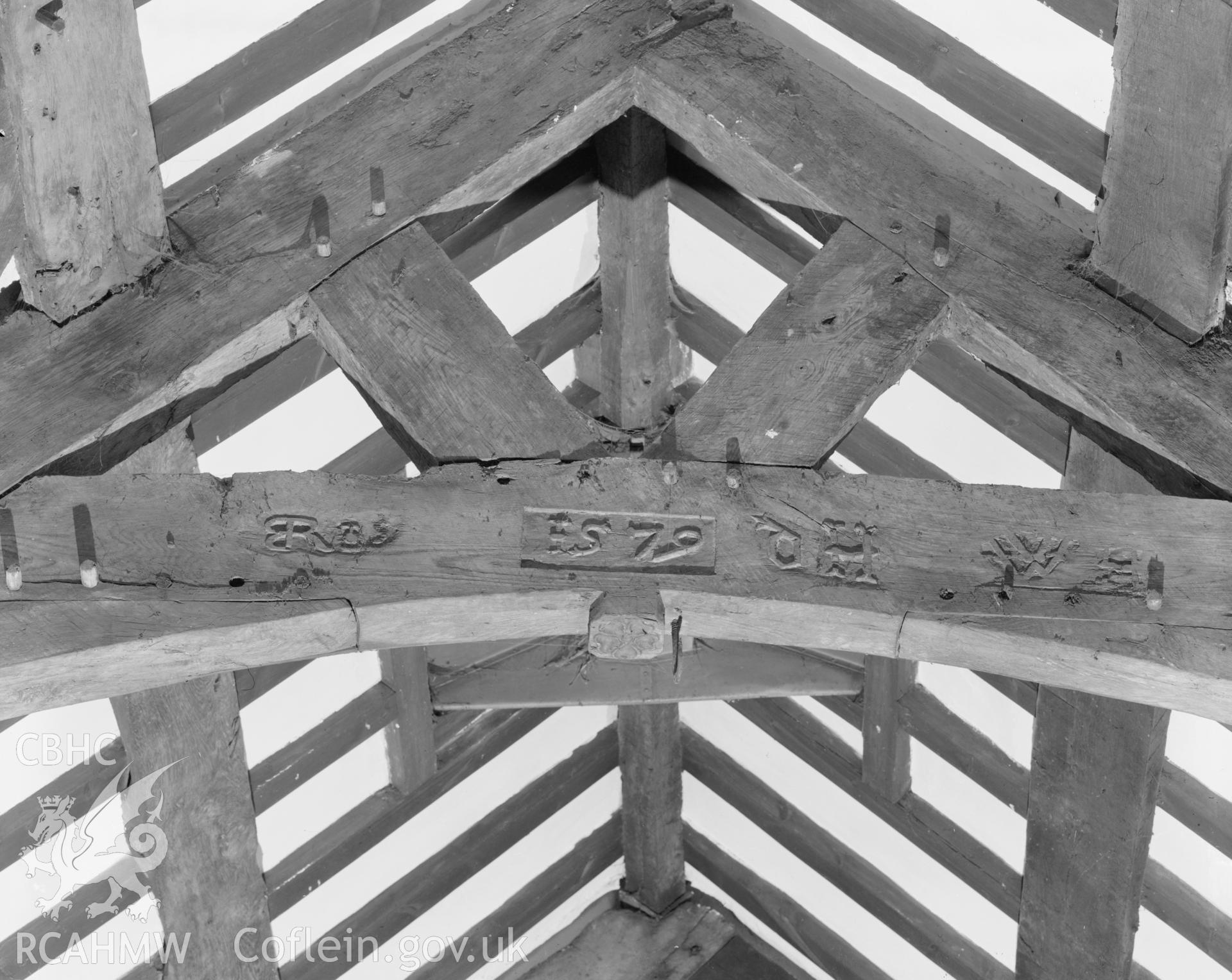 Black and white acetate negative showing Dyserth Church.