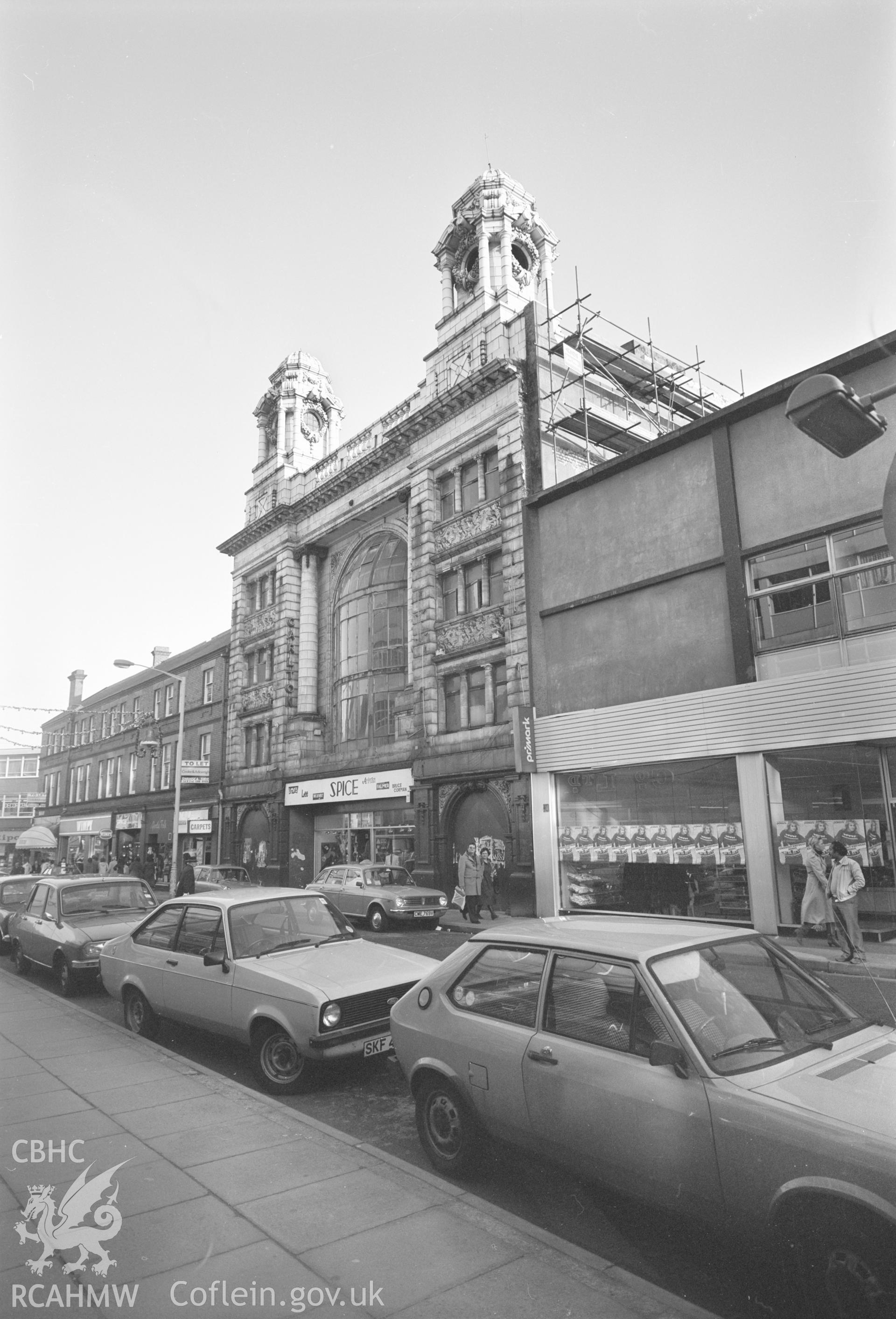 Acetate negative showing Carlton Cinema, Swansea.