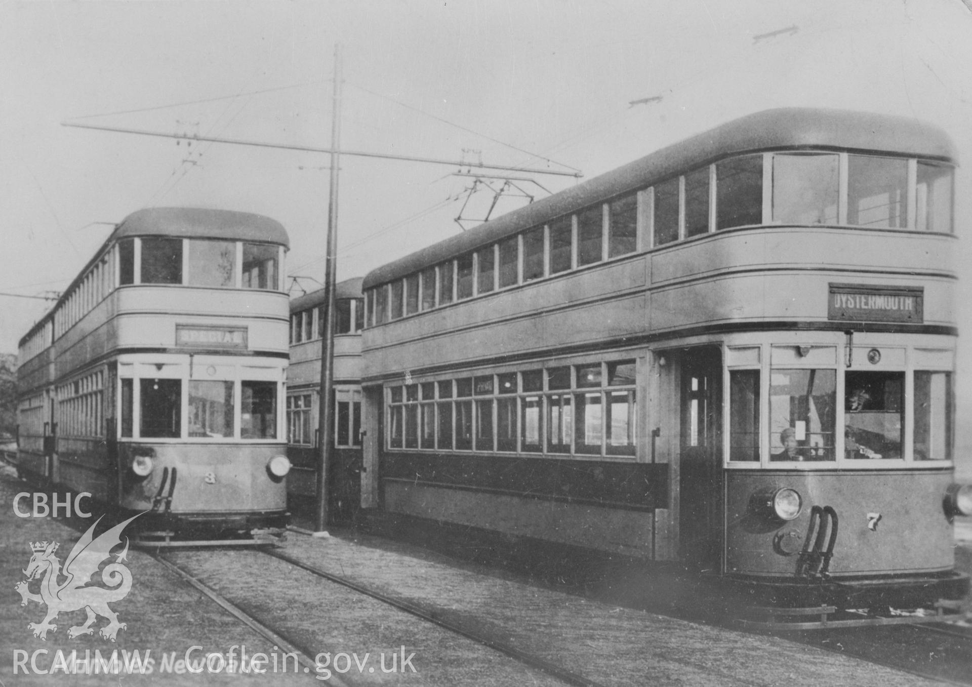 Black and white acetate negative showing Mumbles Railway.