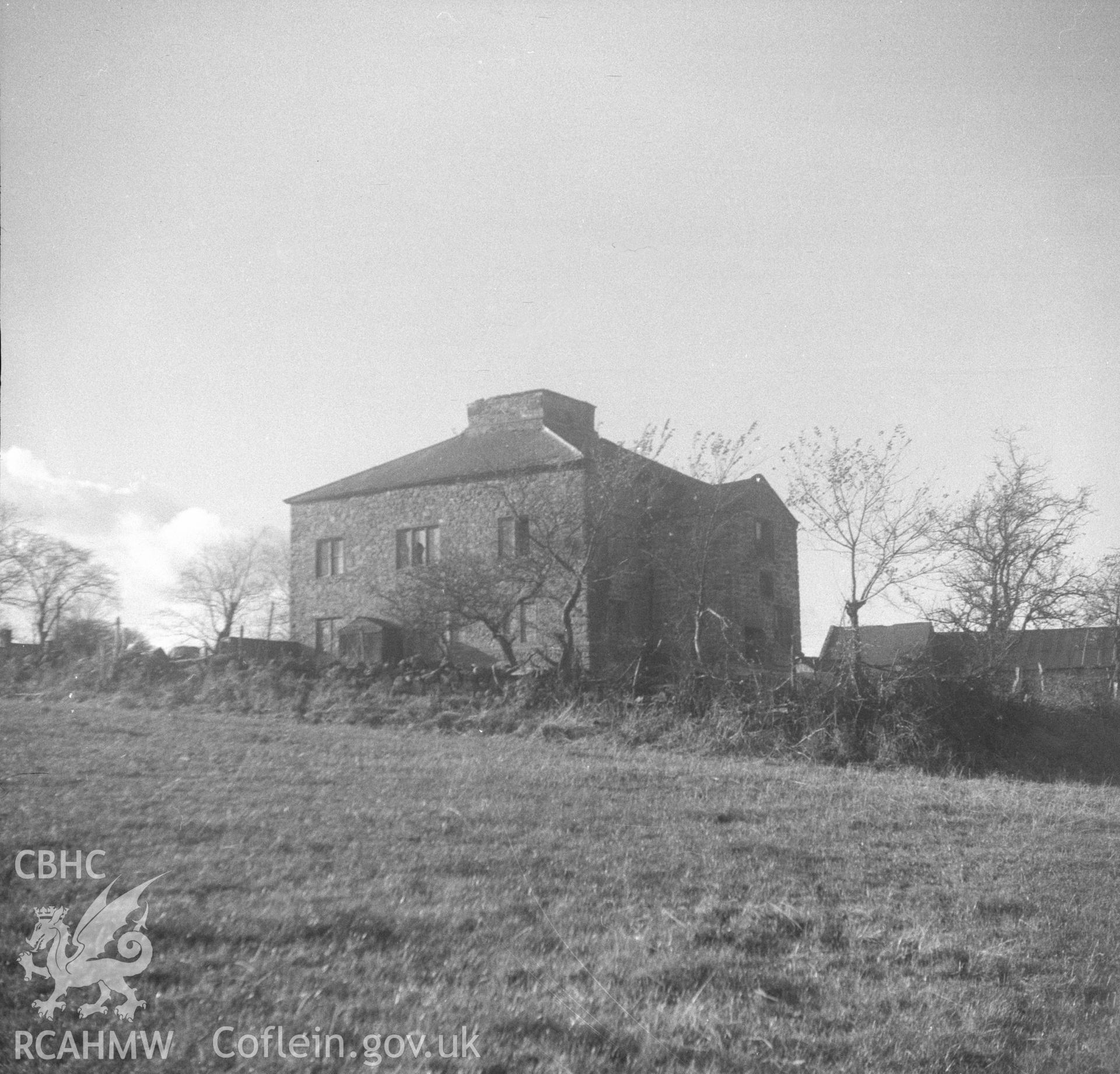 Black and white acetate negative showing exterior view of Trimley Hall, Llanfynydd.