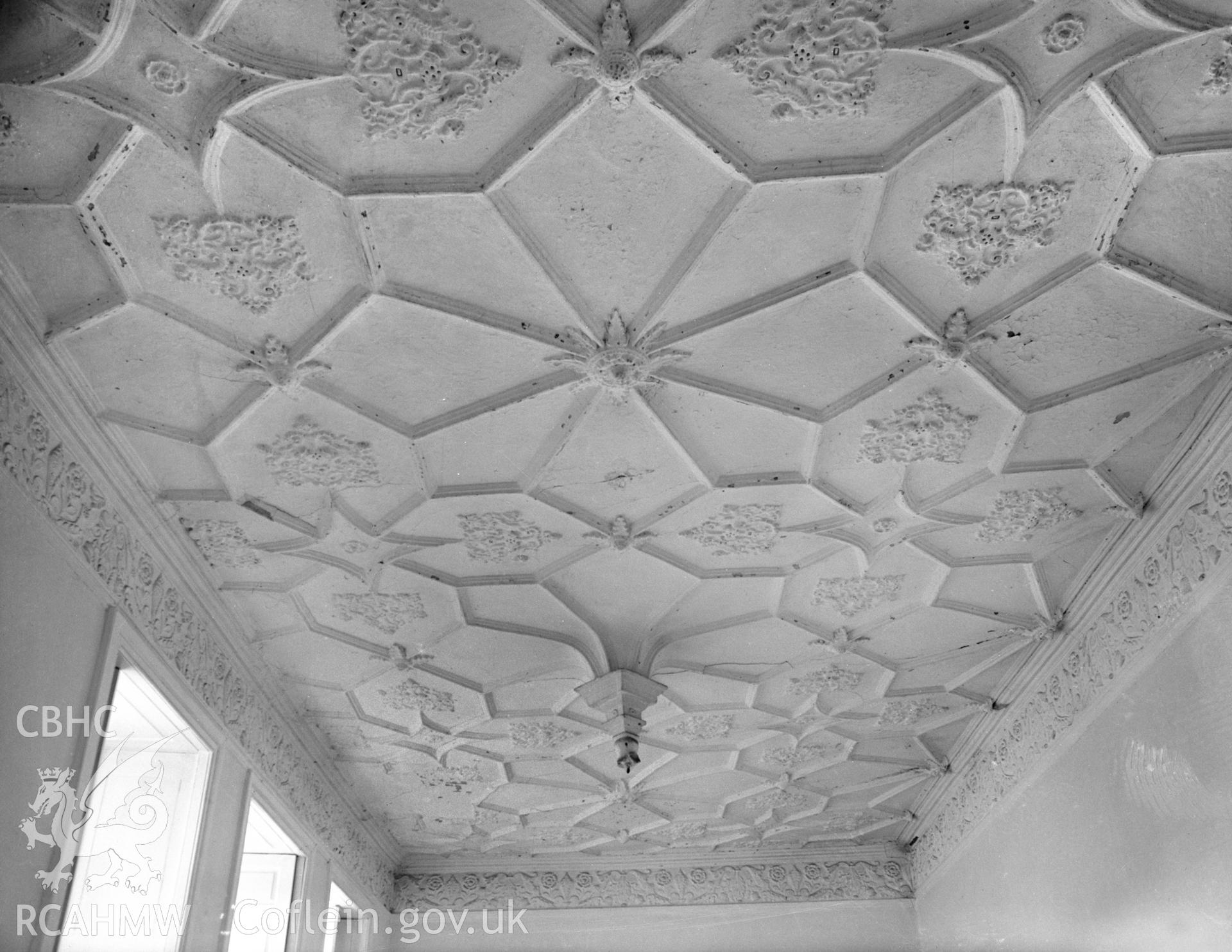 Interior view,  ceiling detail in ground floor room