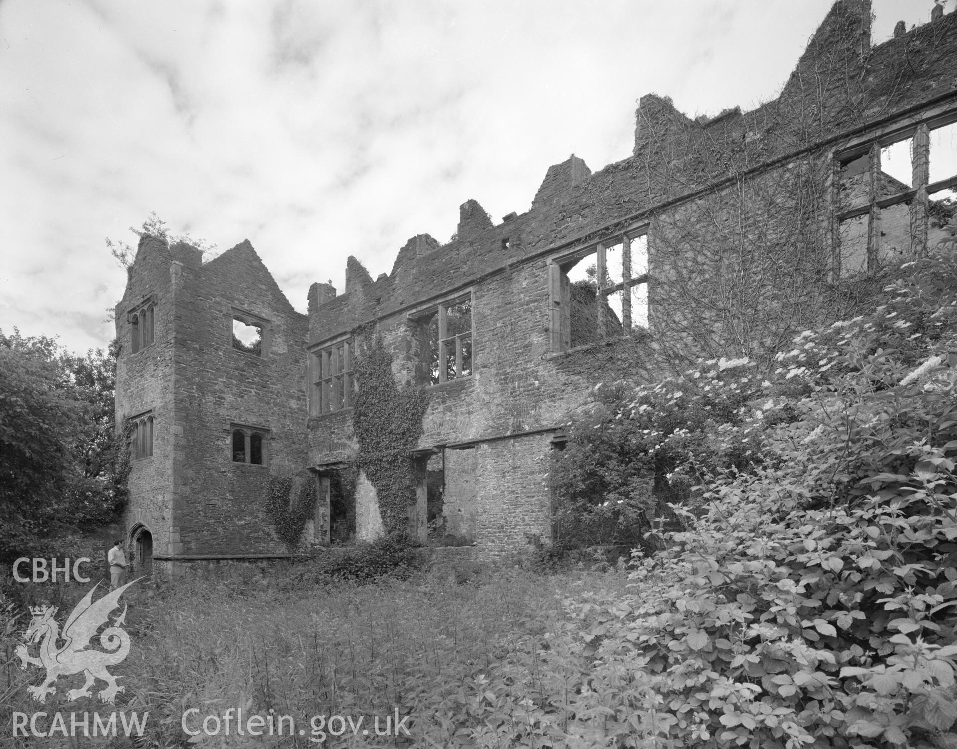 Black and white acetate negative showing exterior view of Y Fan.