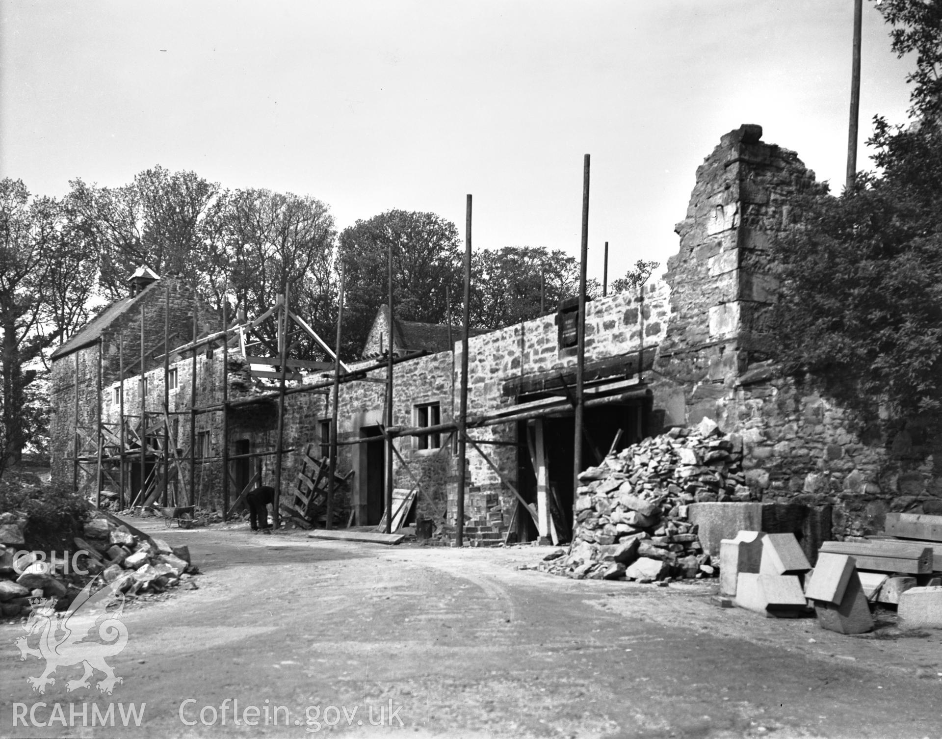 Farm buildings showing bomb damage, taken in May 1942.