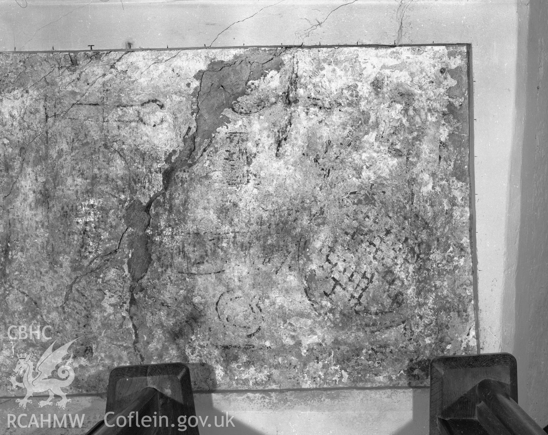 Black and white acetate negative showing interior view of Gumfreston Church.