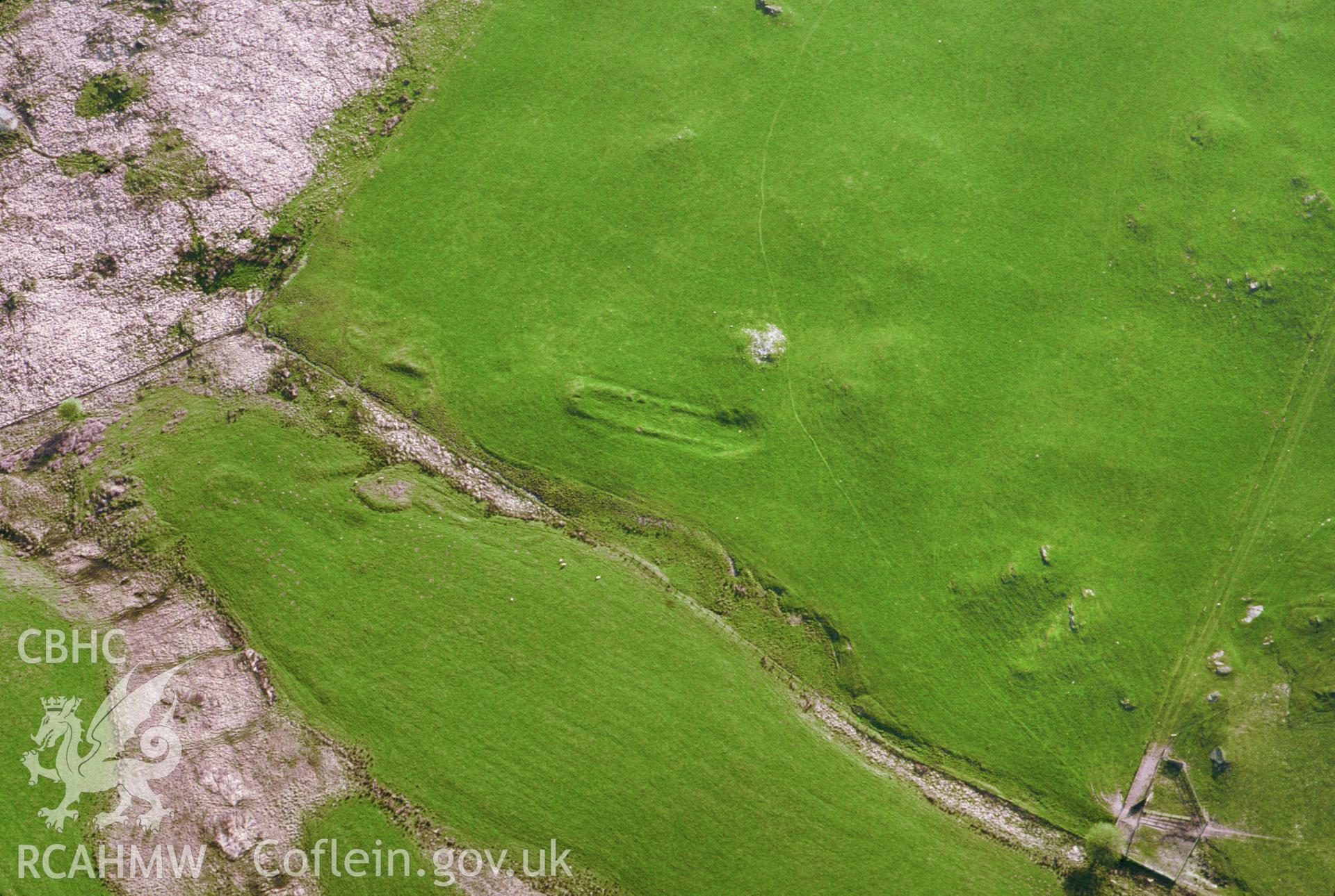 Slide of RCAHMW colour oblique aerial photograph of Drysgol, taken by C.R. Musson, 1993.