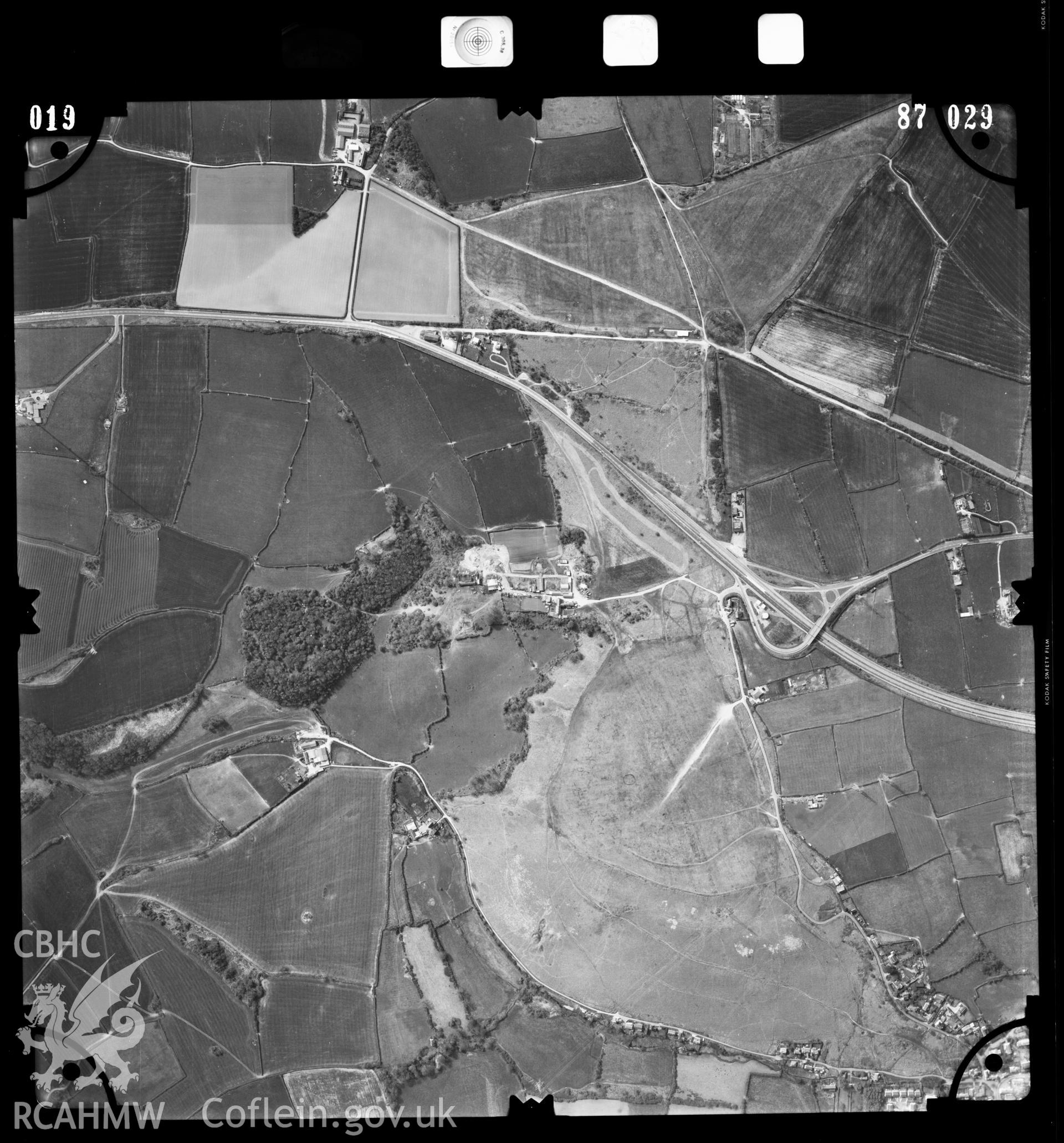 Digitised copy of an aerial photograph showing the St Athan area, taken by Ordnance Survey, 1987.