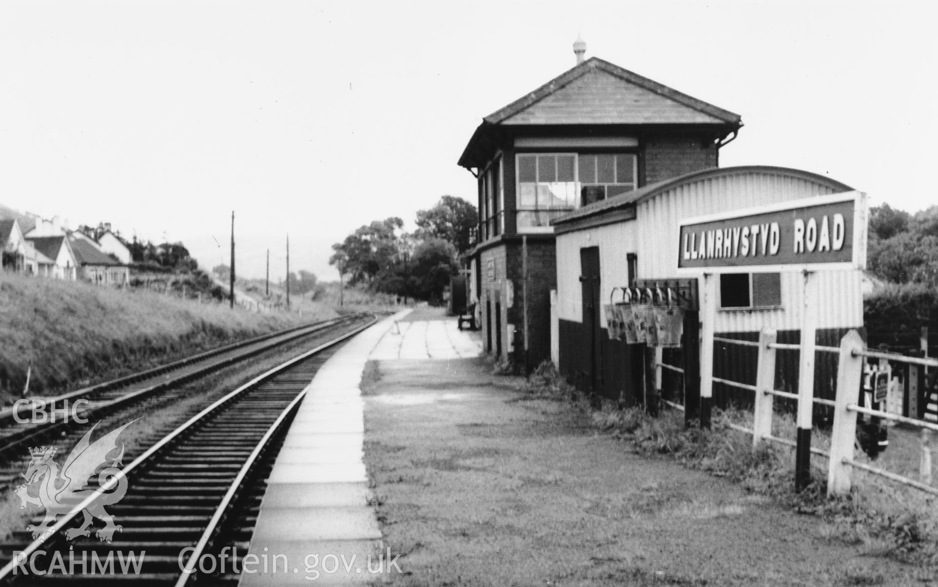 Black and white postcard showing view of Llanrhystud Road Railway Station, Llanfarian, from the Rokeby Collection Vol II pt2 48b.