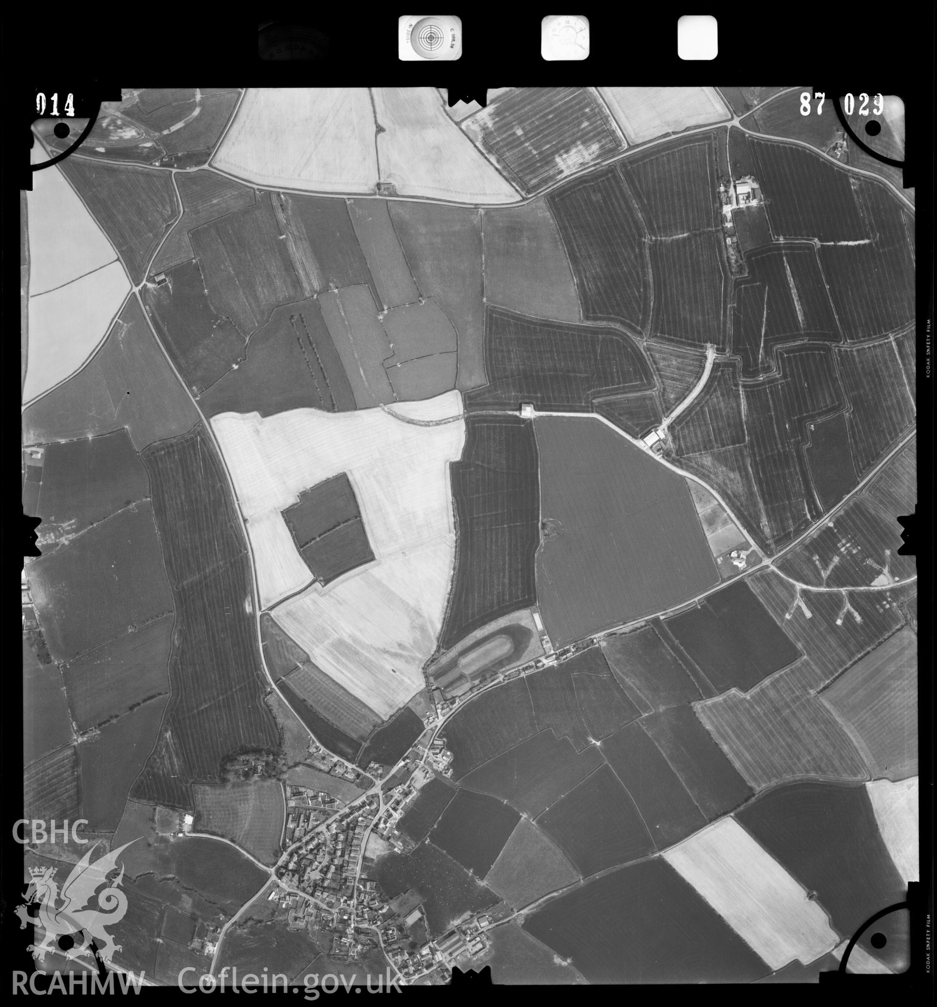 Digitised copy of an aerial photograph showing the St Athan area, taken by Ordnance Survey, 1987.