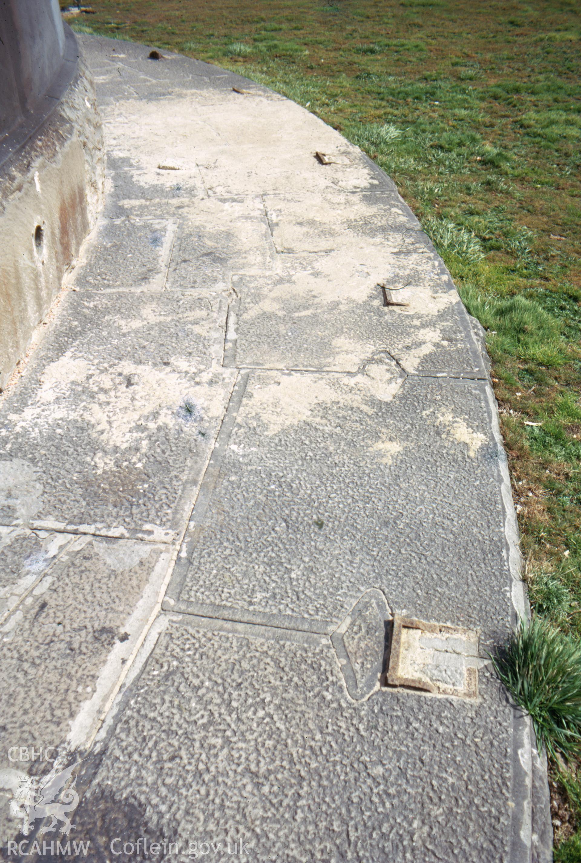 Colour slide showing the base platform of West Usk Lighthouse.