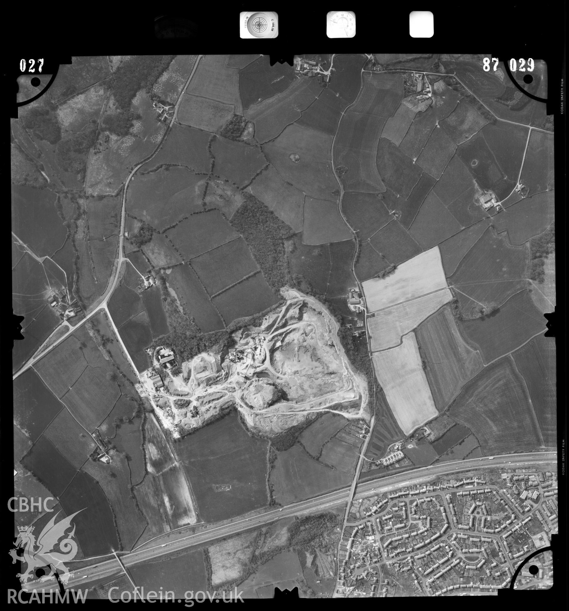 Digitised copy of an aerial photograph showing the St Athan area, taken by Ordnance Survey, 1987.