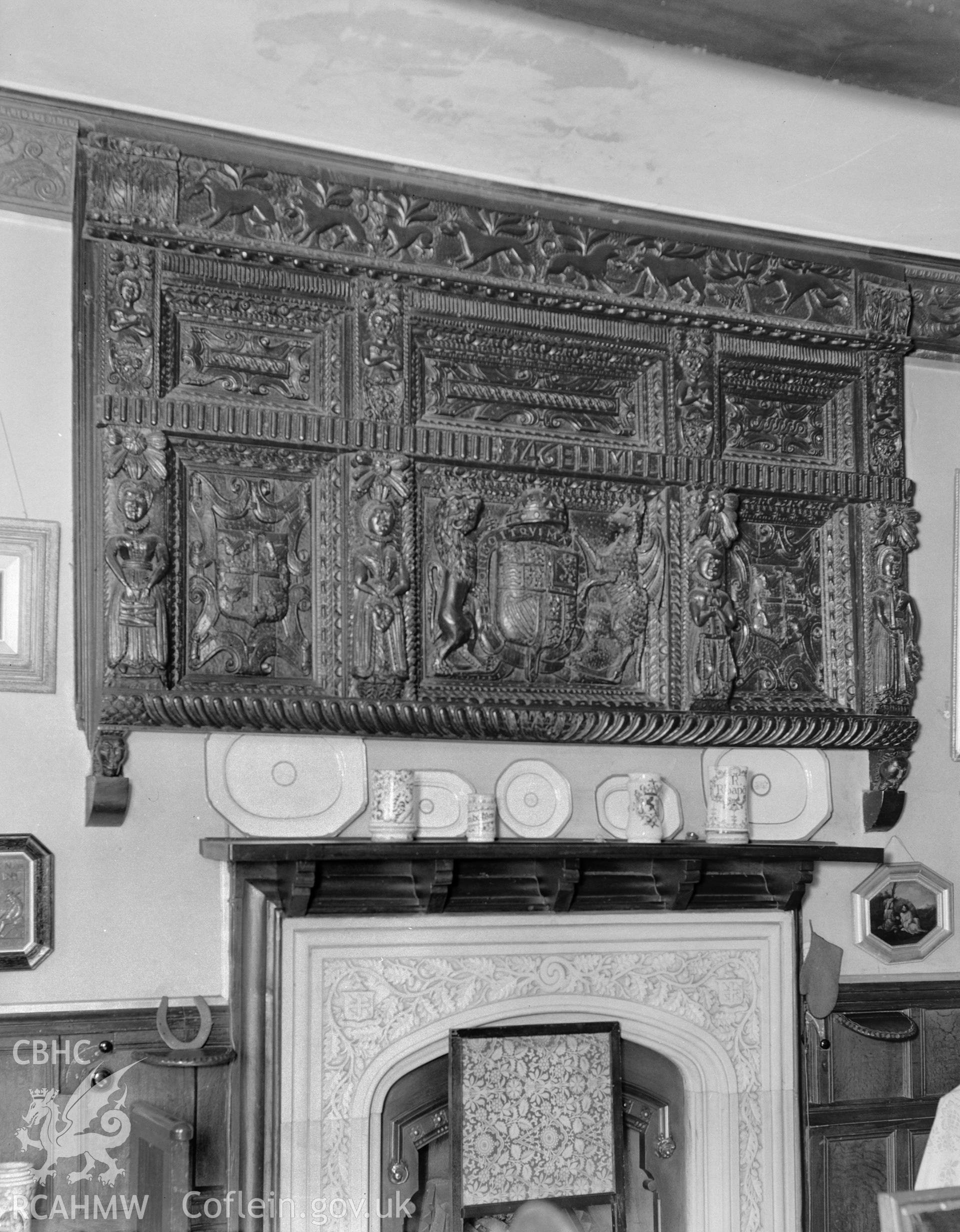 Interior view showing the dining room fireplace