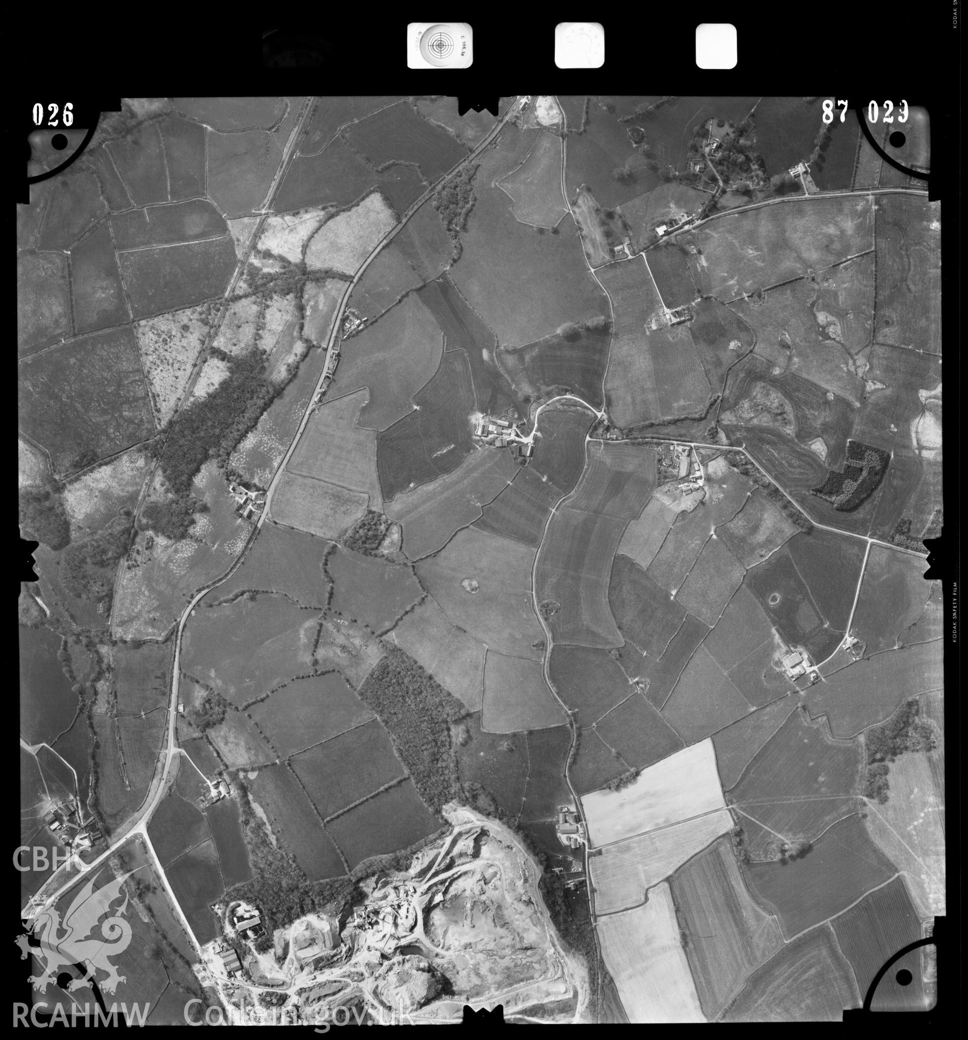 Digitised copy of an aerial photograph showing the St Athan area, taken by Ordnance Survey, 1987.