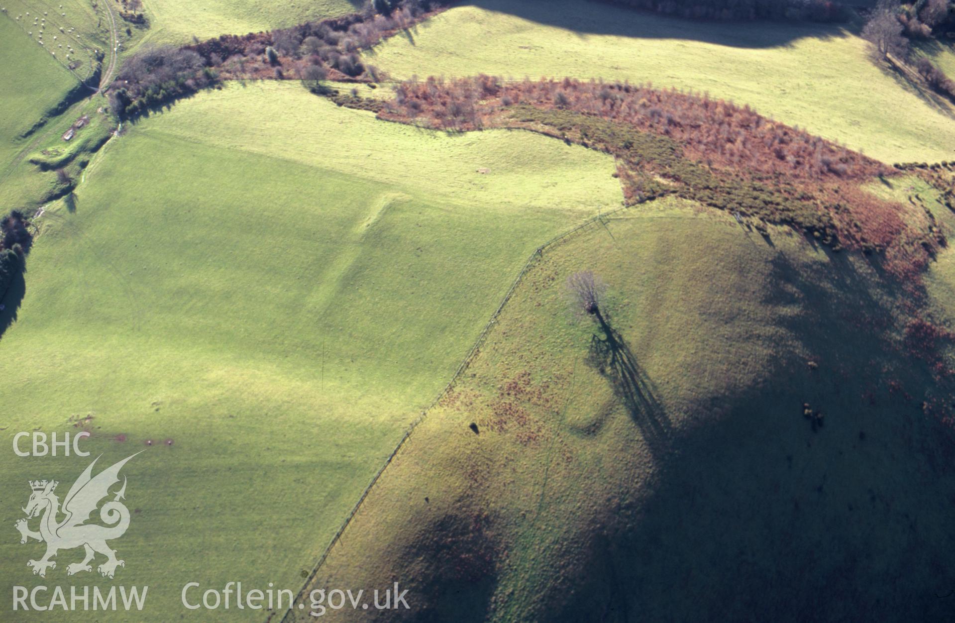 Slide of RCAHMW colour oblique aerial photograph of Gilfach Hill, taken by Toby Driver, 2004.