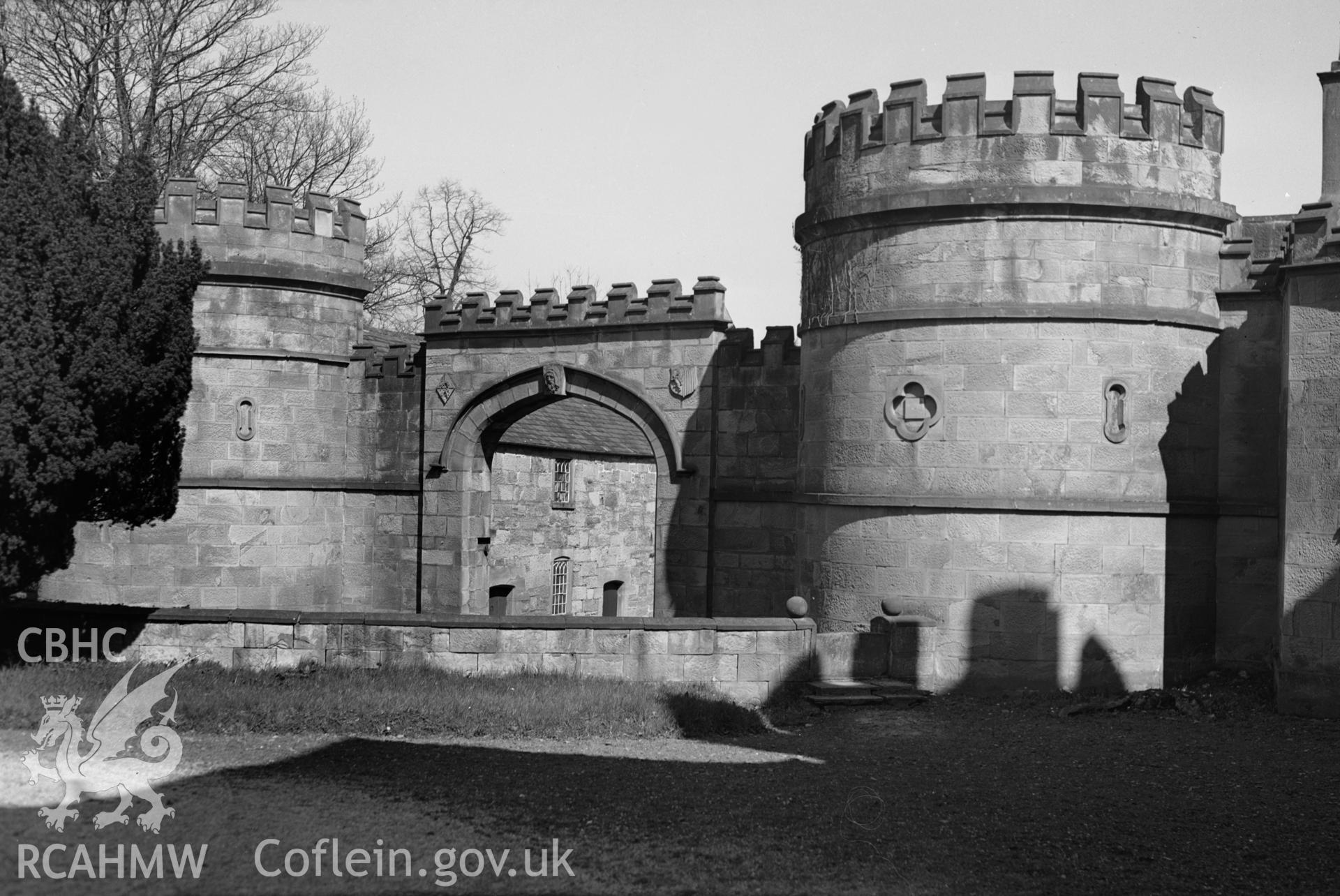 View of the gateway to stable yard at Nerquis Hall, Mold taken 15.04.1942.