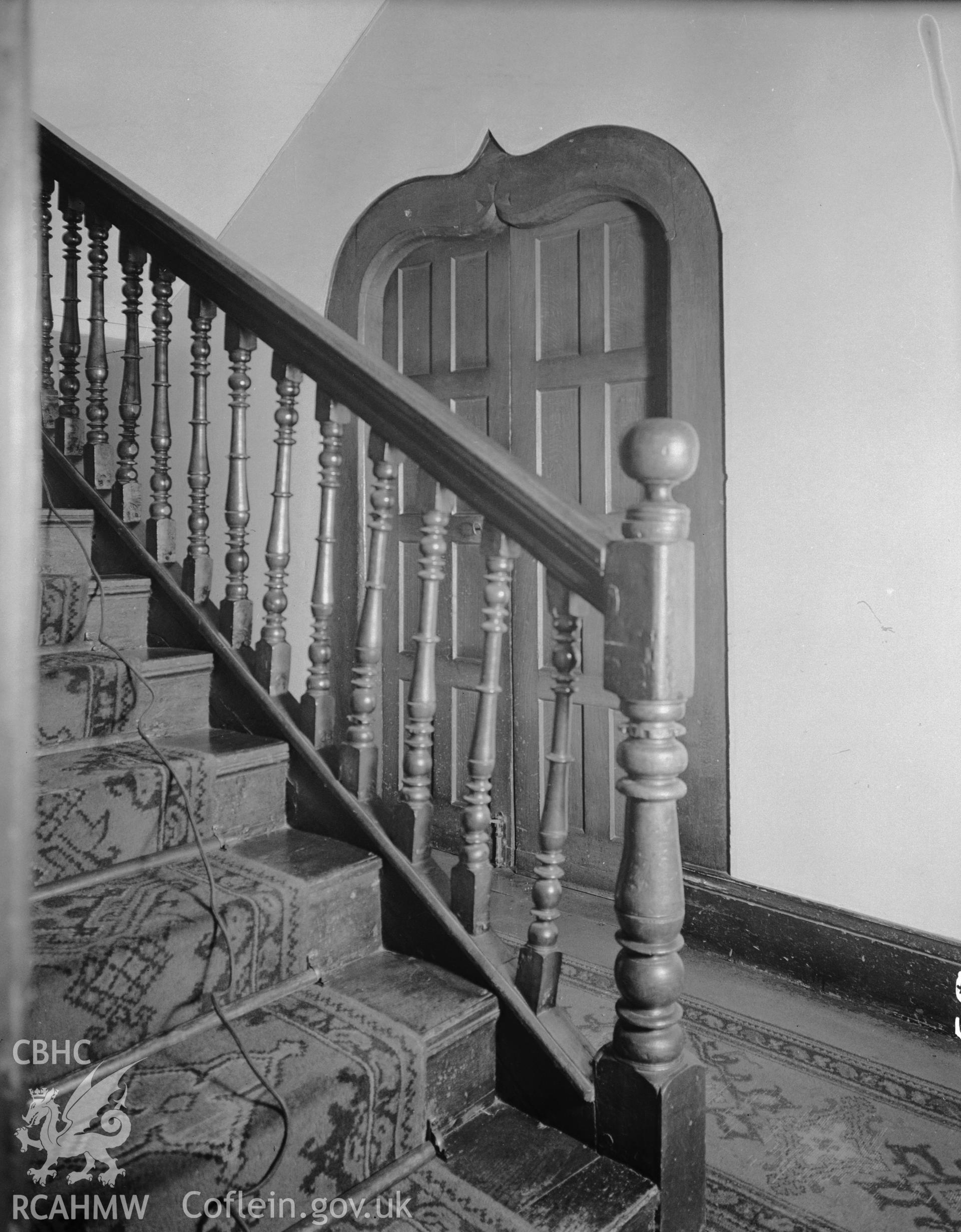 Interior view showing the stair and doorway to the hall