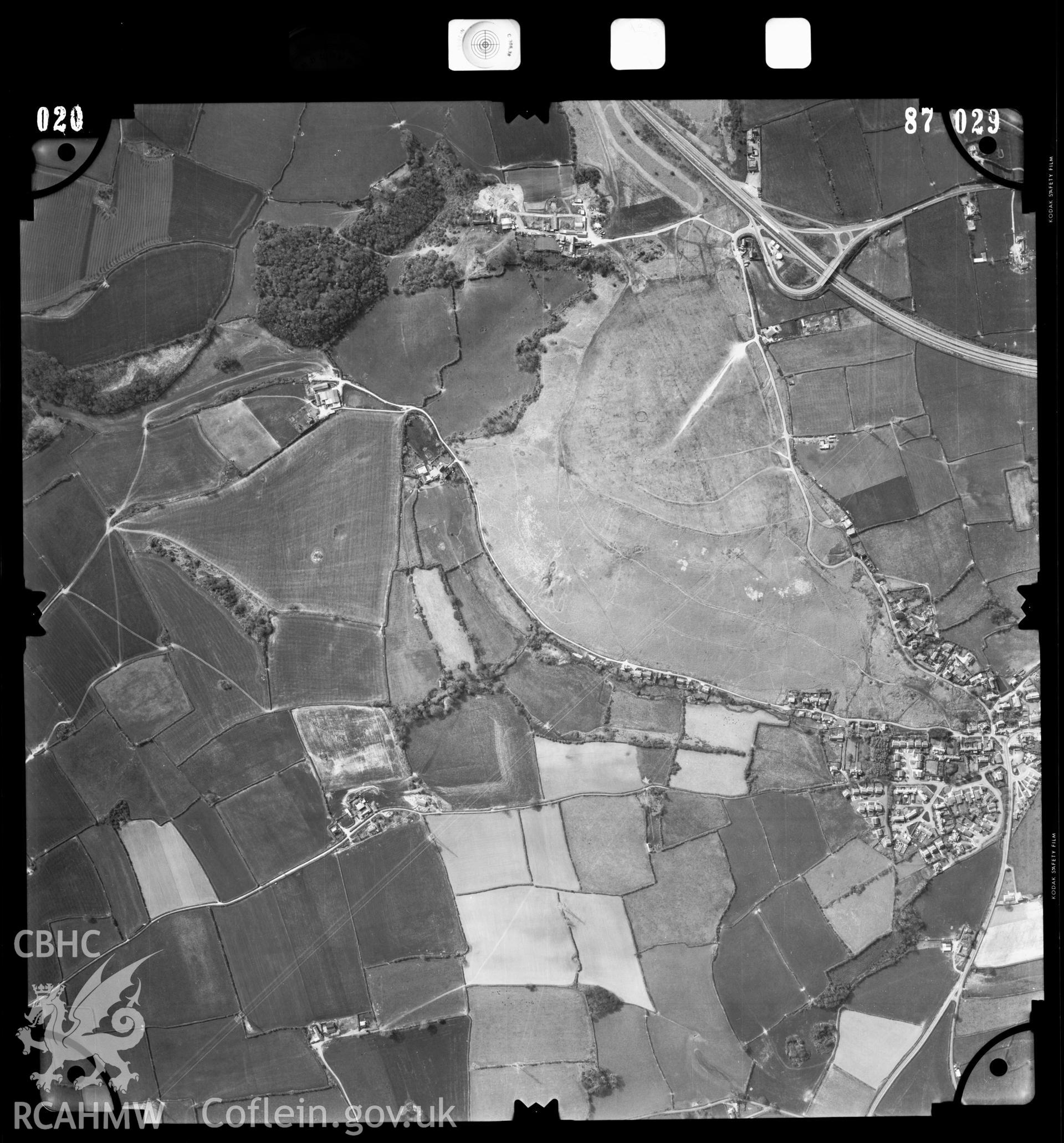 Digitised copy of an aerial photograph showing the St Athan area, taken by Ordnance Survey, 1987.