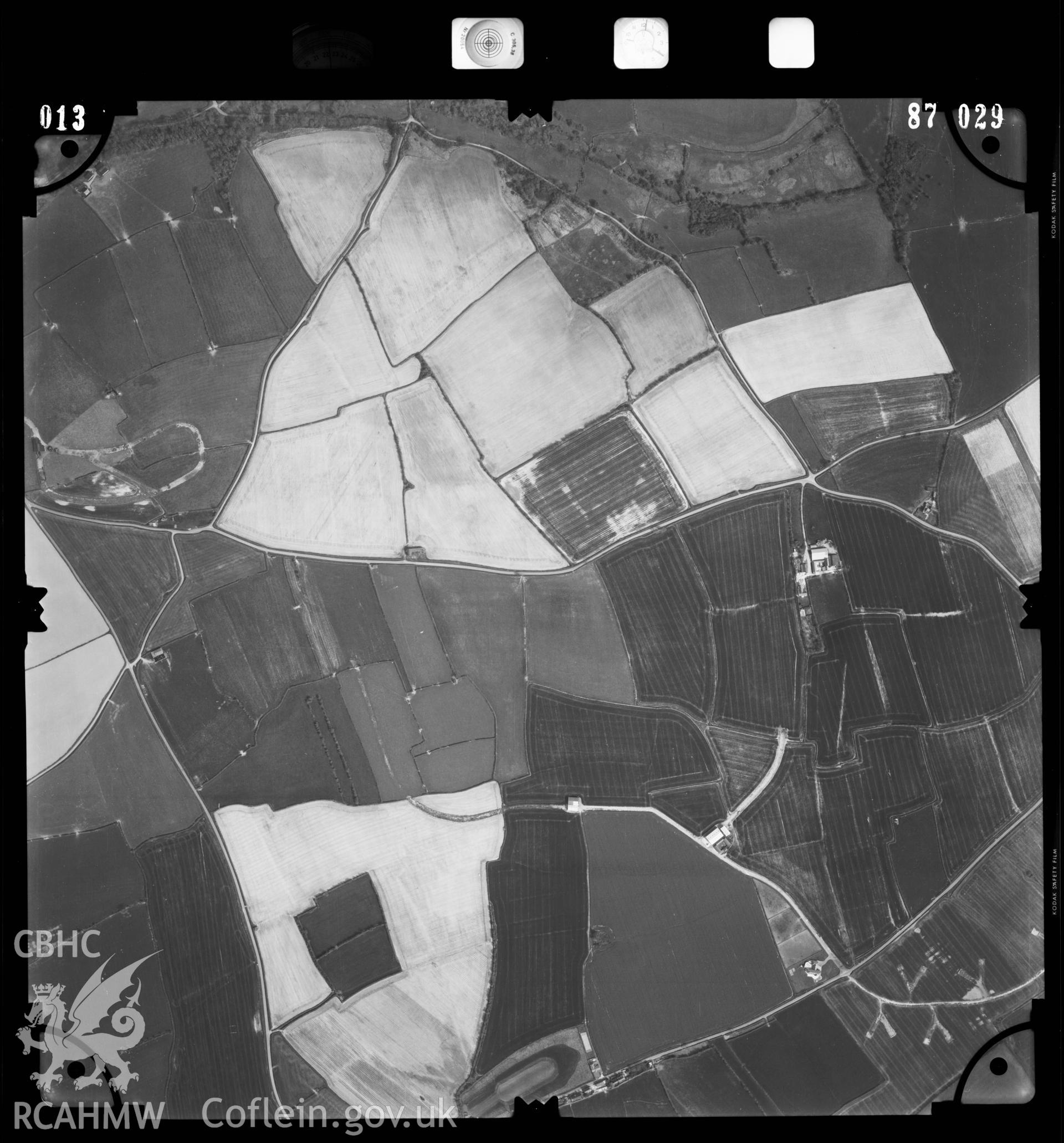 Digitised copy of an aerial photograph showing the St Athan area, taken by Ordnance Survey, 1987.