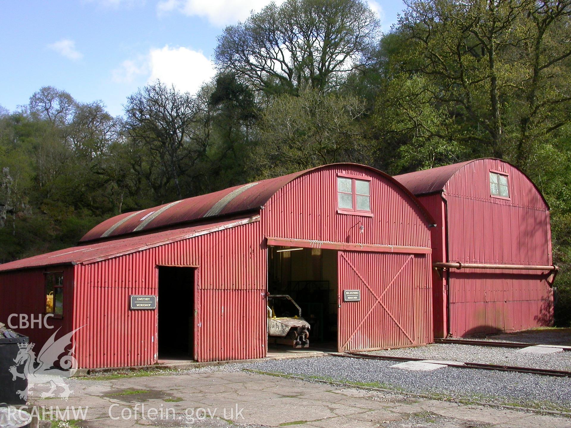 Workshop buildings related to Olwyn Goch reconstruction from north.