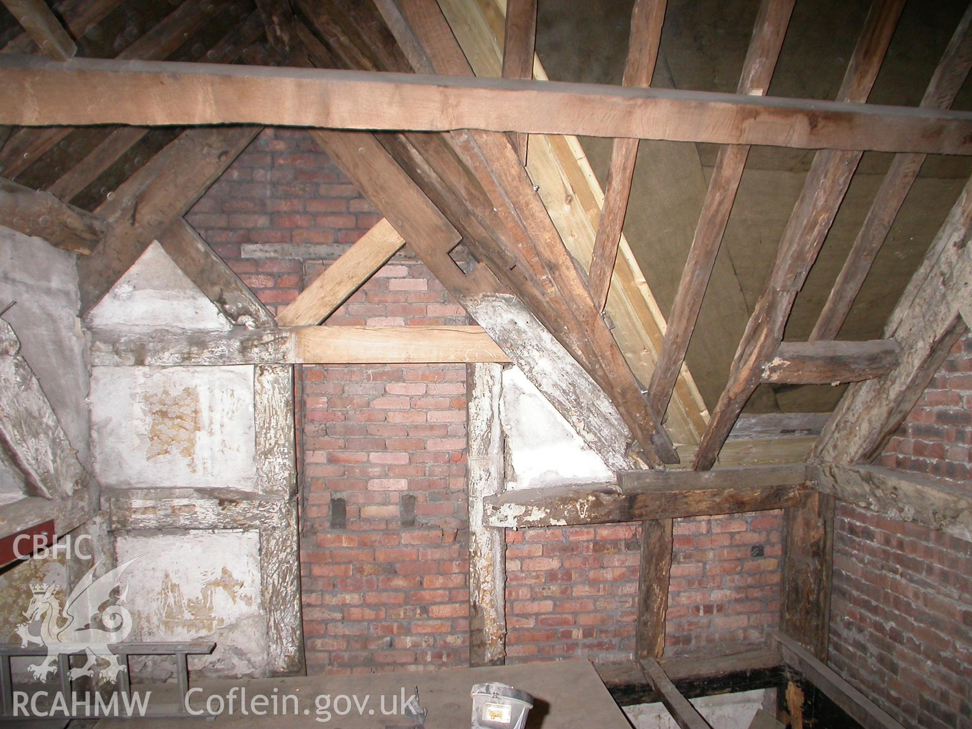 Interior , first-floor on E side at gable doorway.