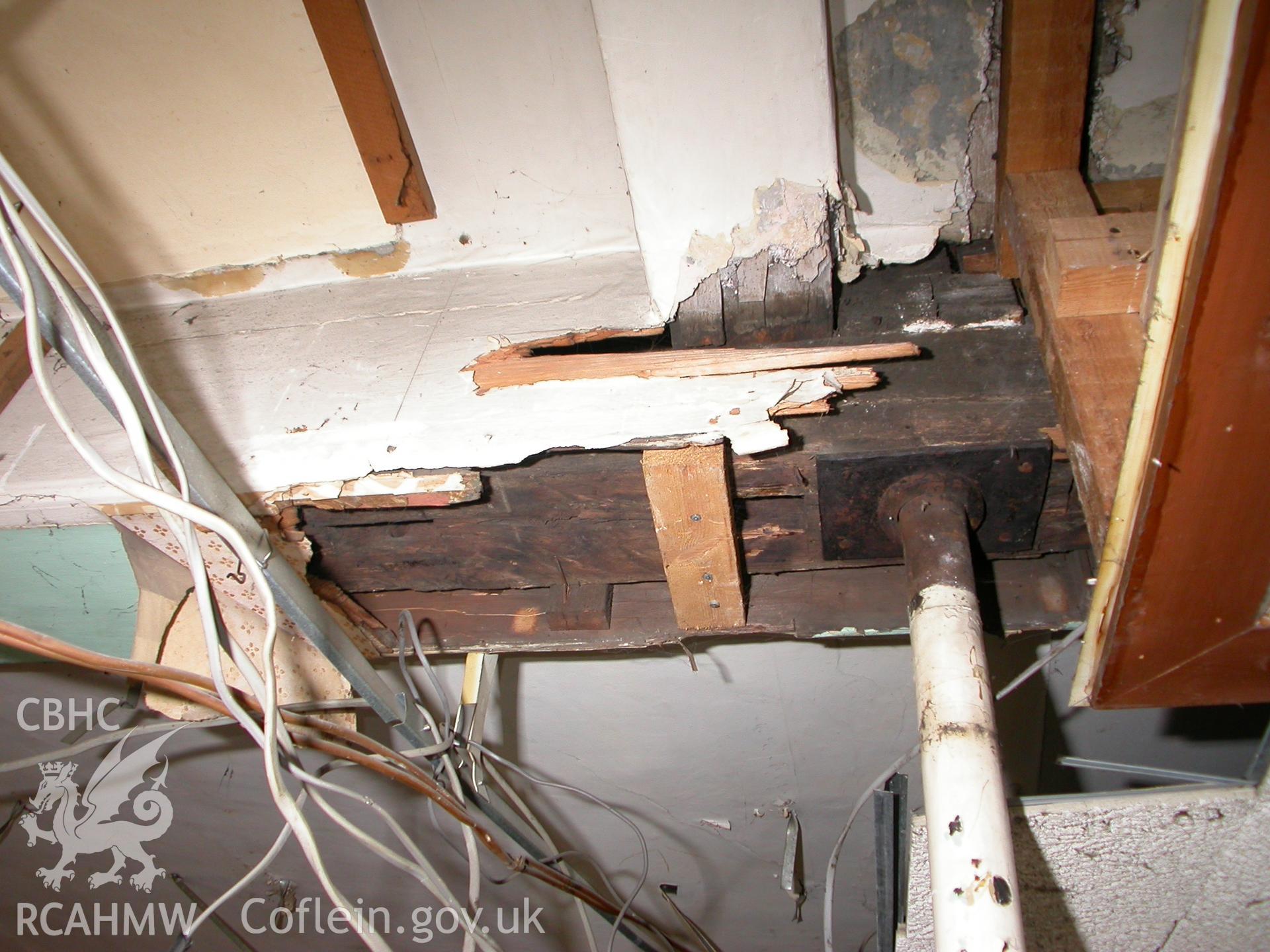 Bank House interior, ground-floor lateral ceiling-beam.