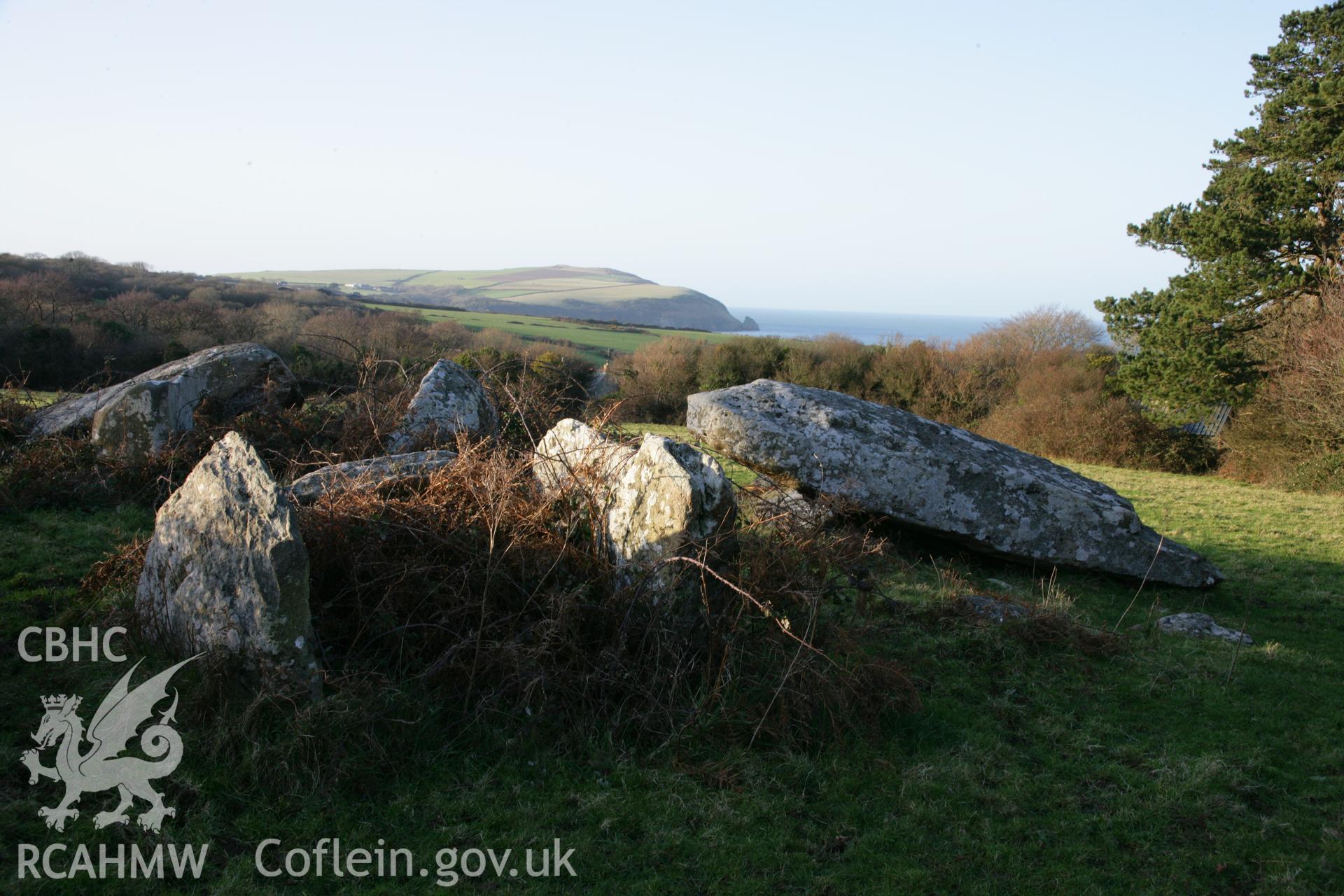 Cerrig y Gof chambered cairn; view of chambers from the north-west.