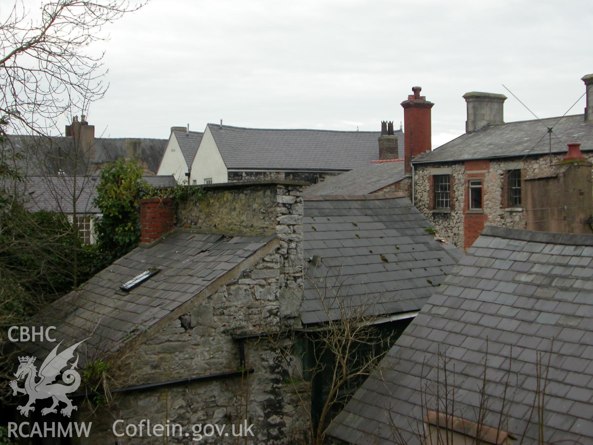 View from rear garden towards High Street buildings.