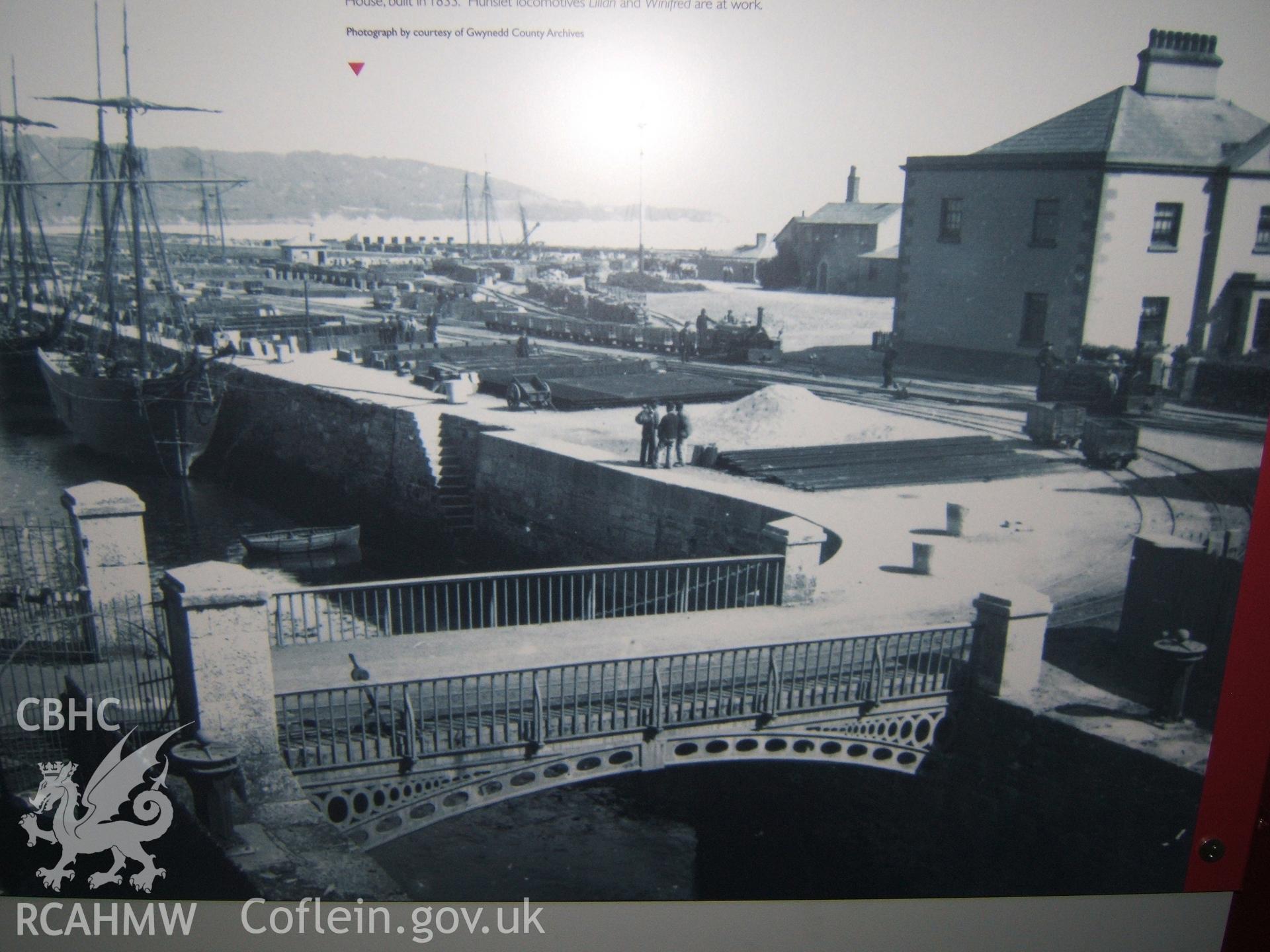 Port Penrhyn showing early iron railway bridge.