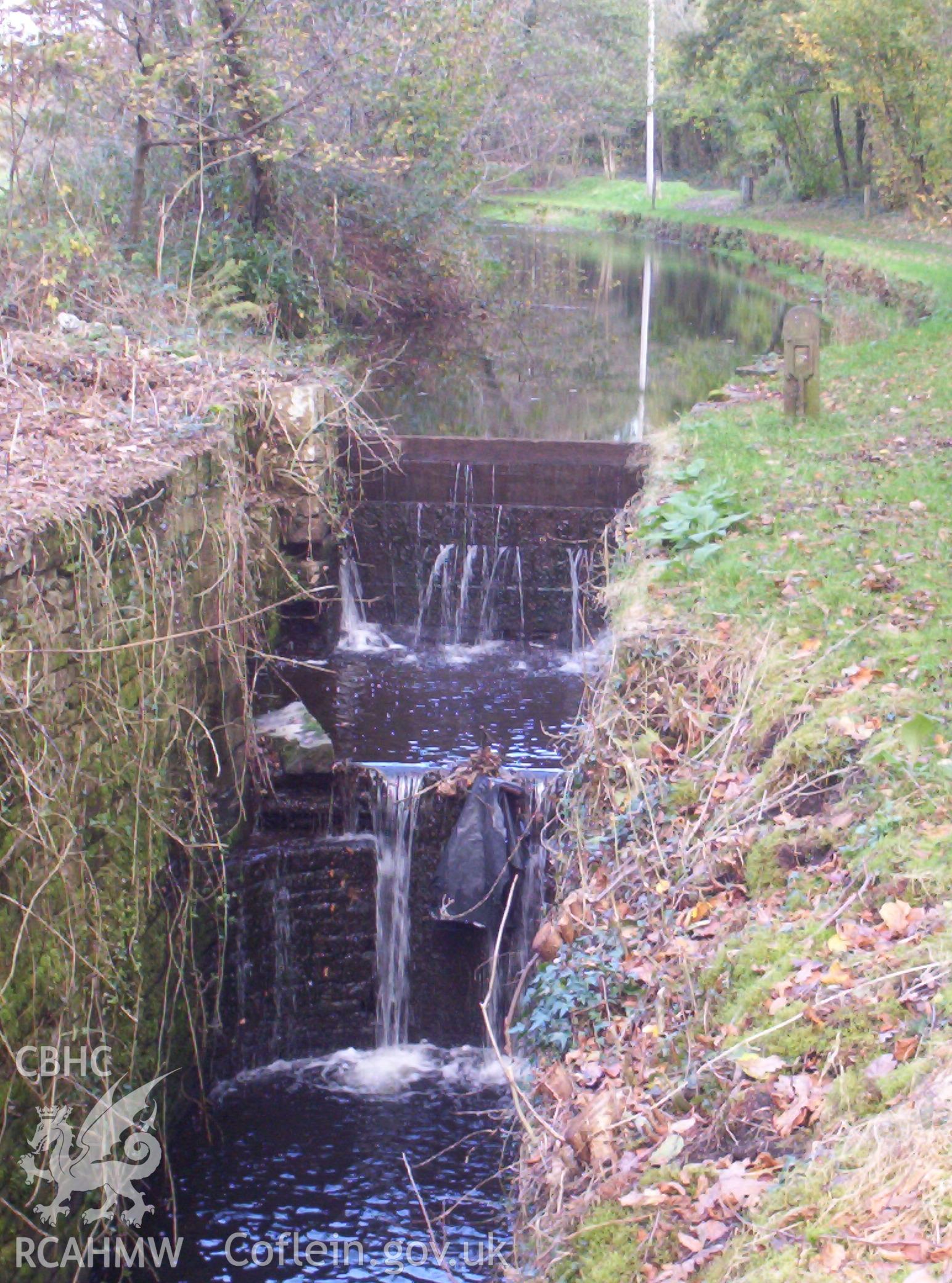 Upper end of lock chamber and stop-planks north of where the upper gate was.