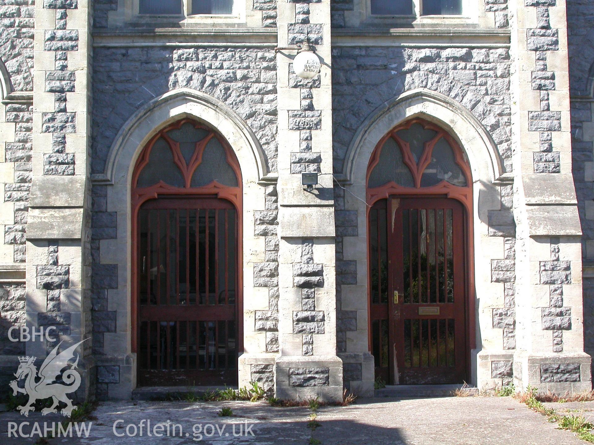 Detail of double doors on SW front with original doorheads.