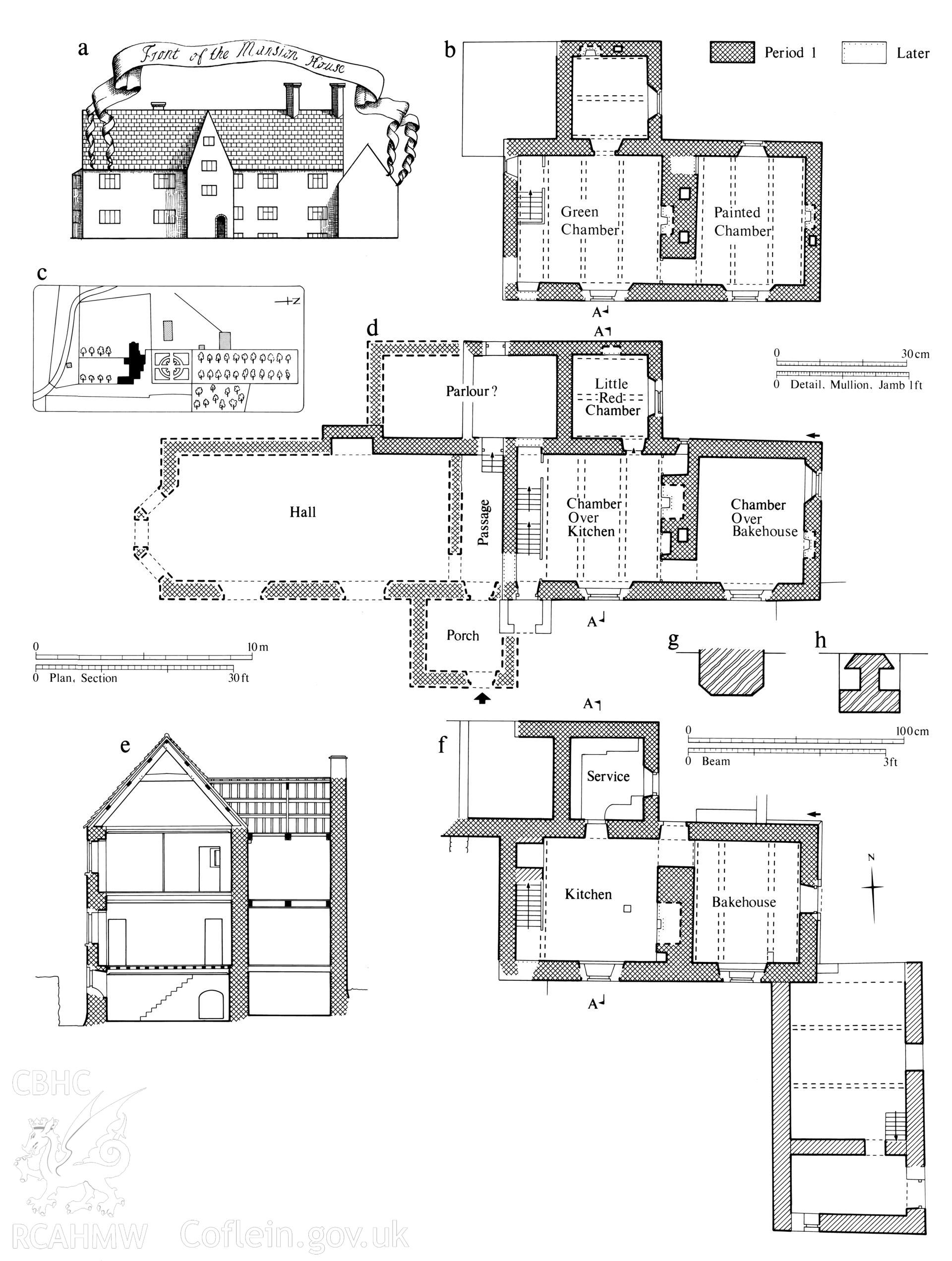 Drawing AL9: Single and two-unit, direct entry houses with lateral chimney to parlour - Blaenau.