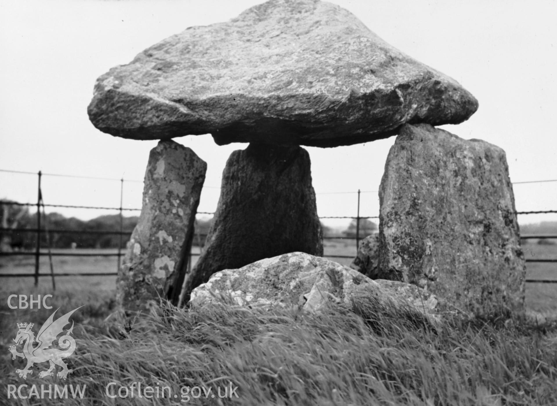 D.O.E photograph of Bodowyr Burial Chamber, Llanidan.