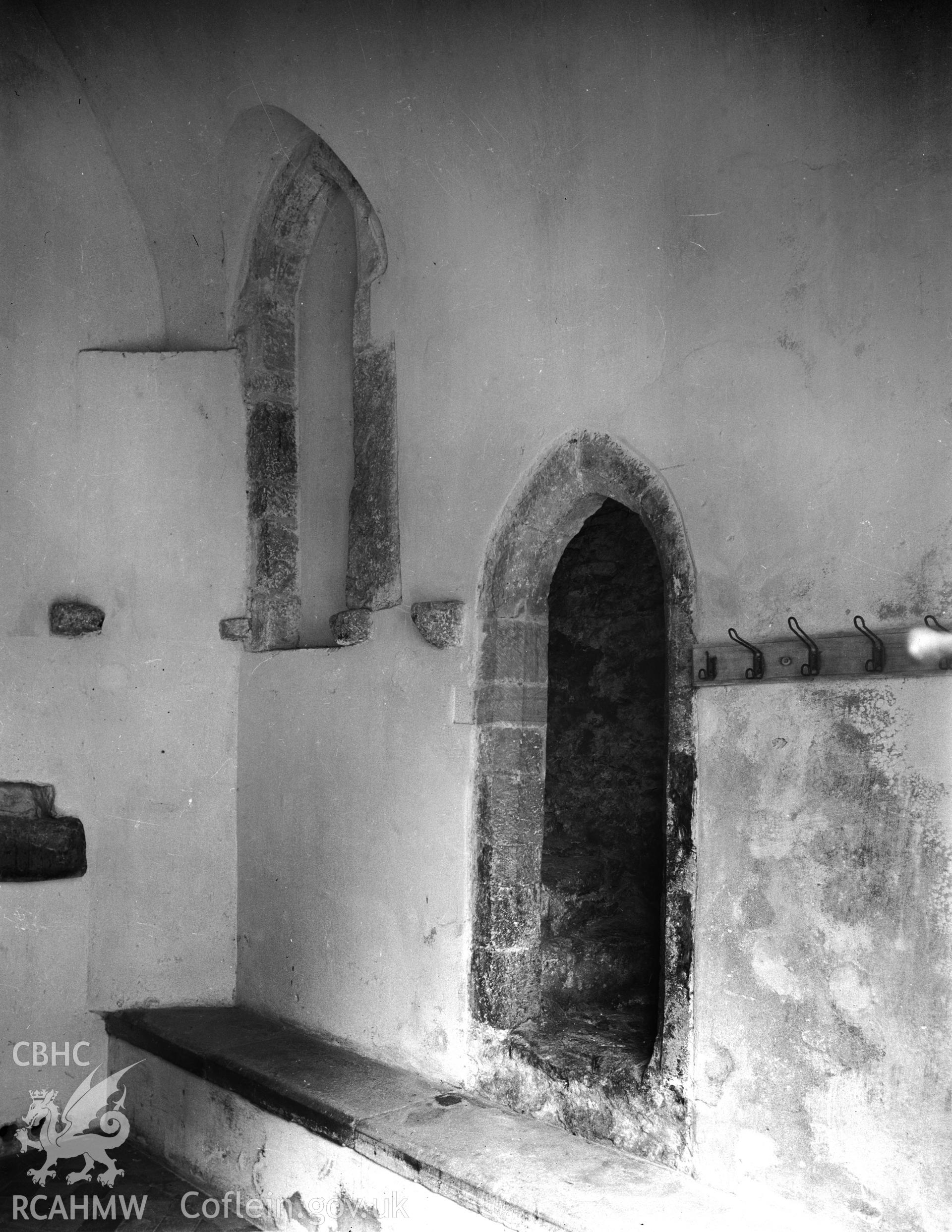 View of doorway to the stair in the upper chamber of the porch at Castlemartin Church taken in 07.08.1941.