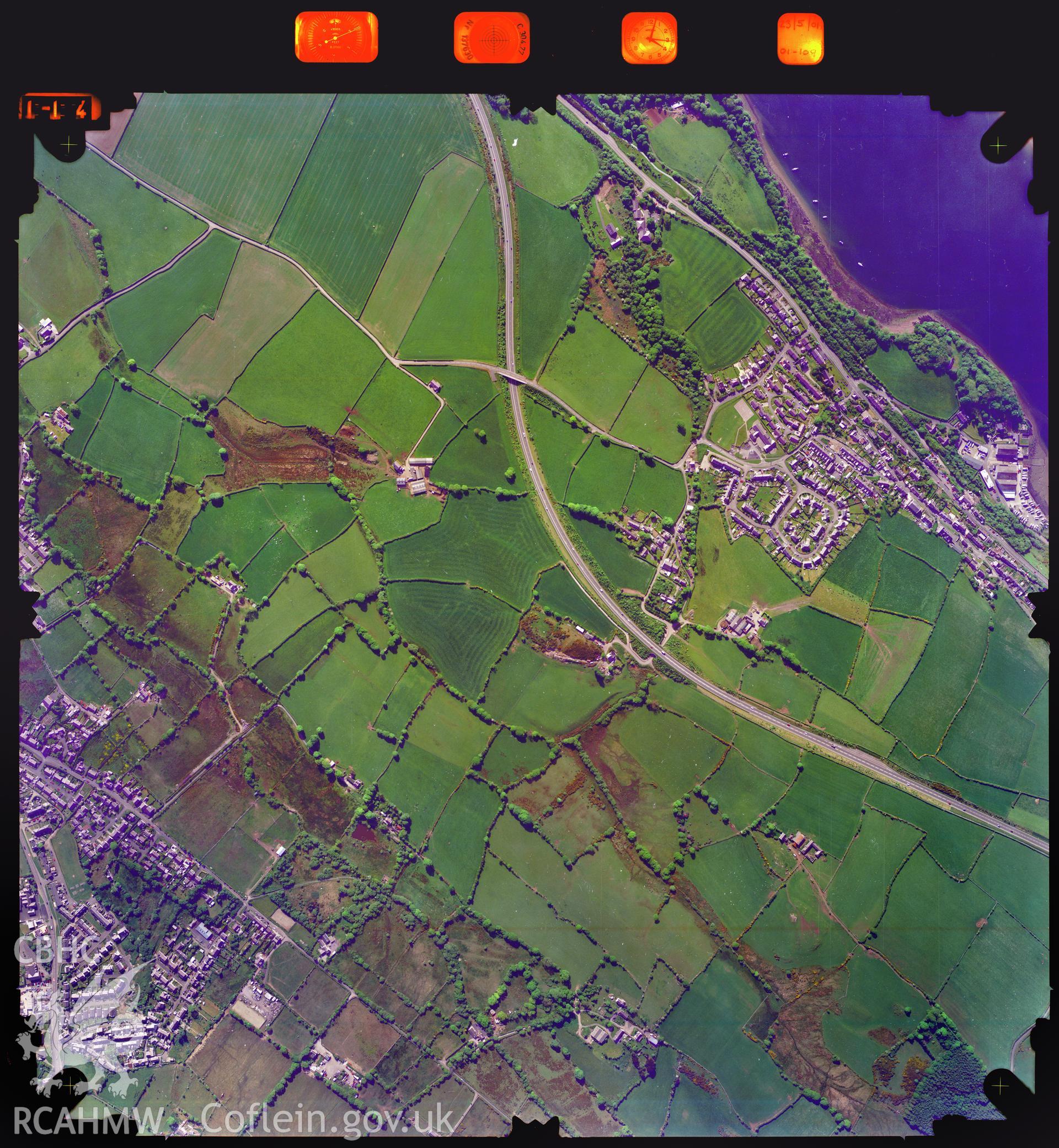 Digitized copy of an aerial photograph showing an area south-west of Y Felinheli, taken by Ordnance Survey,  2001.