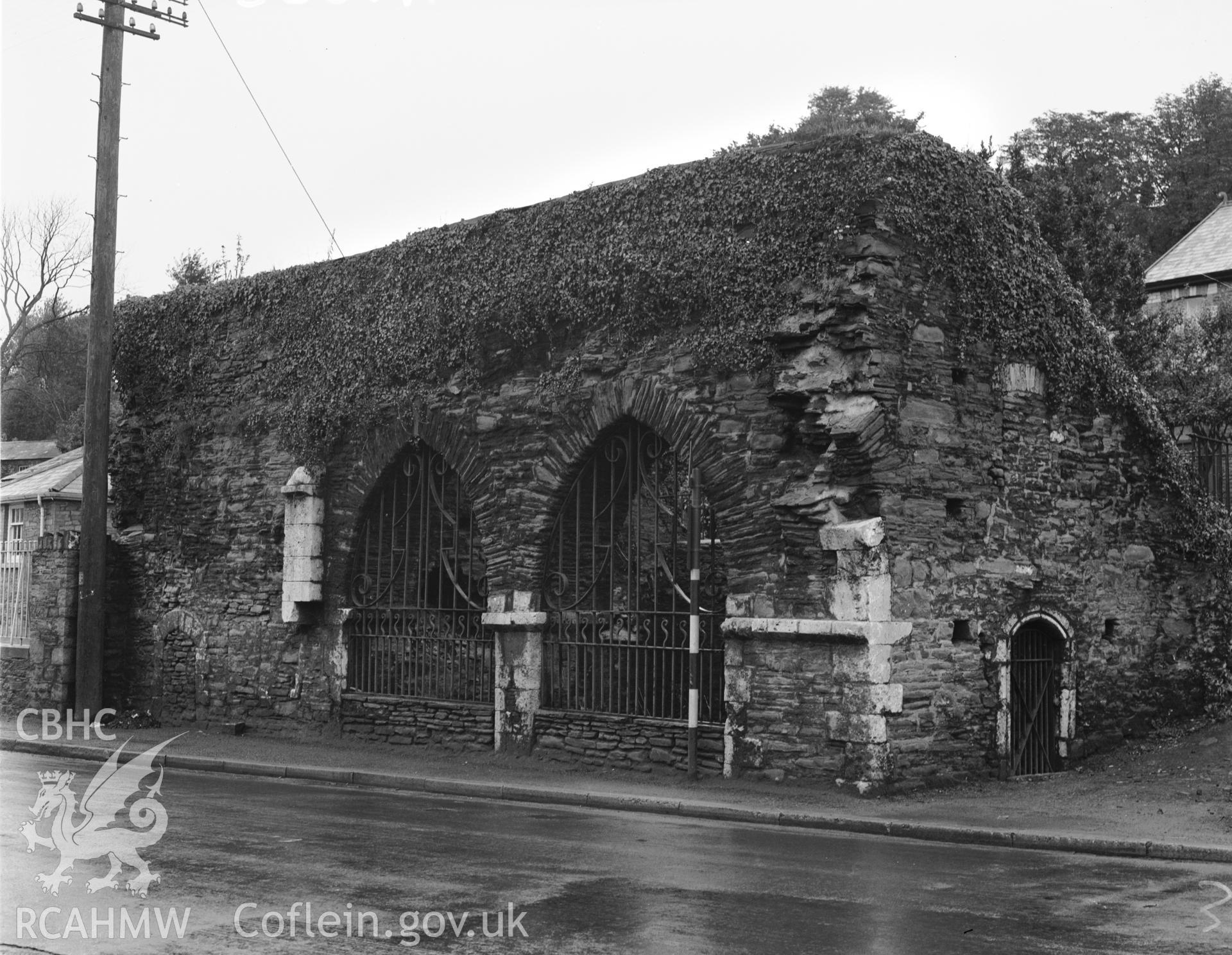 Neath Abbey Gatehouse; black and white photograph taken by Mr Barrow of the Ministry of Works, 1946