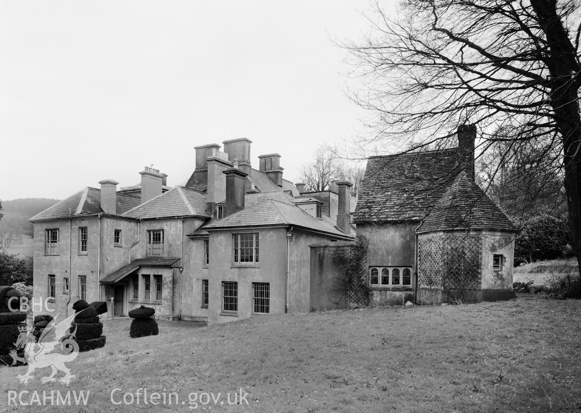 Exterior view of Coldbrook House from the south-east, including views of the old laundry and the bakehouse