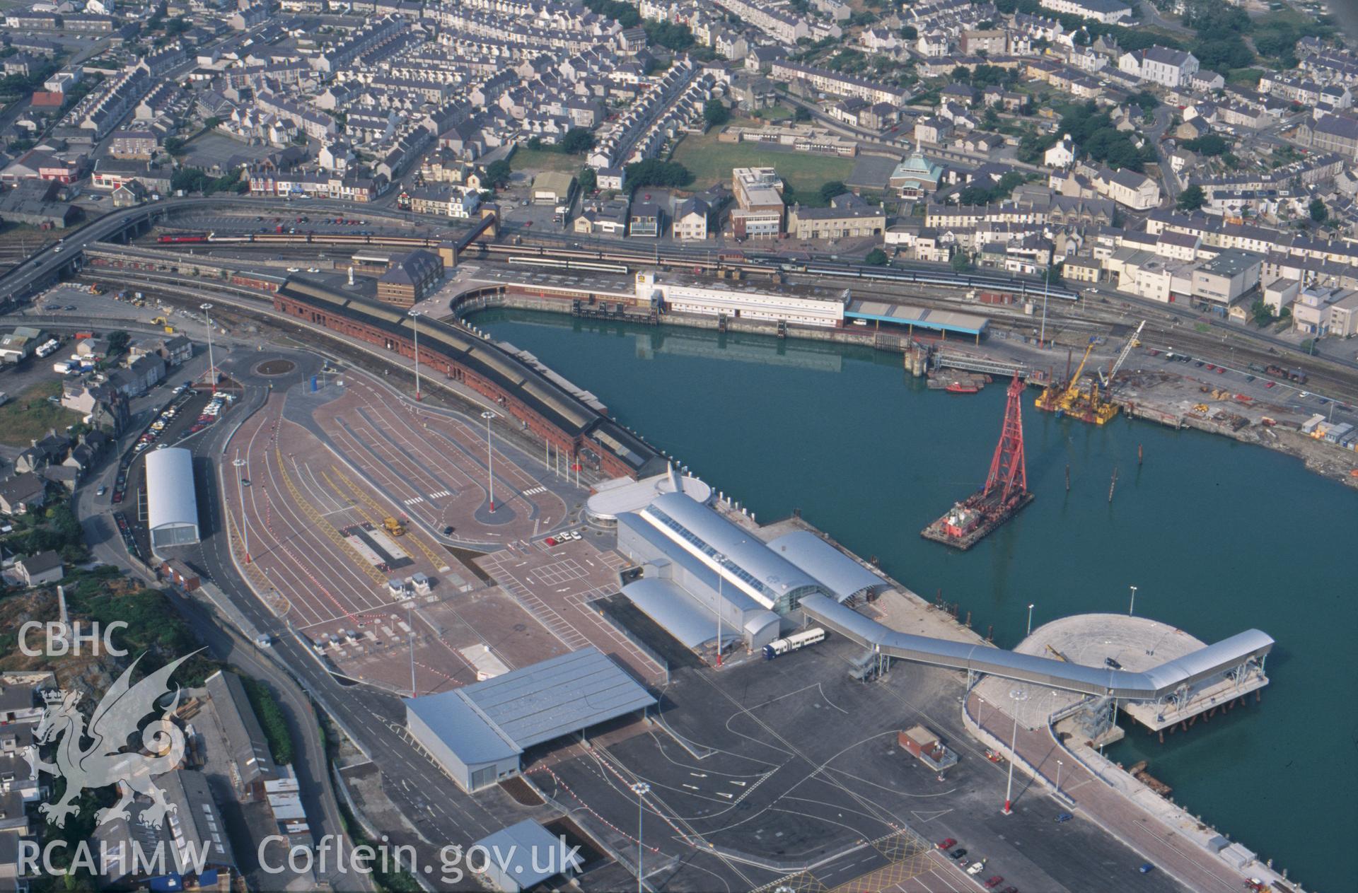 Slide of RCAHMW colour oblique aerial photograph of Holyhead, taken by C.R. Musson, 9/7/1995.